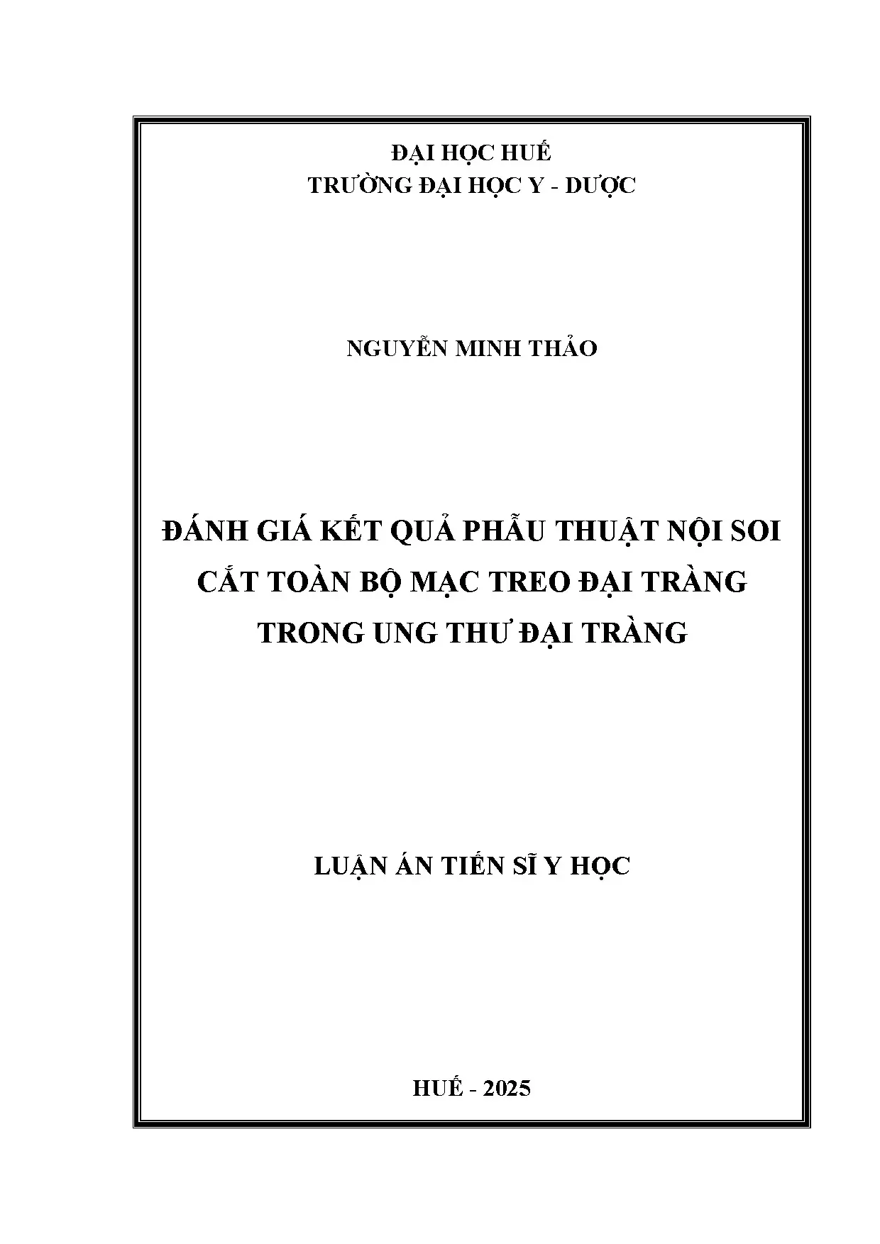 Kết quả phẫu thuật nội soi ung thư đại tràng