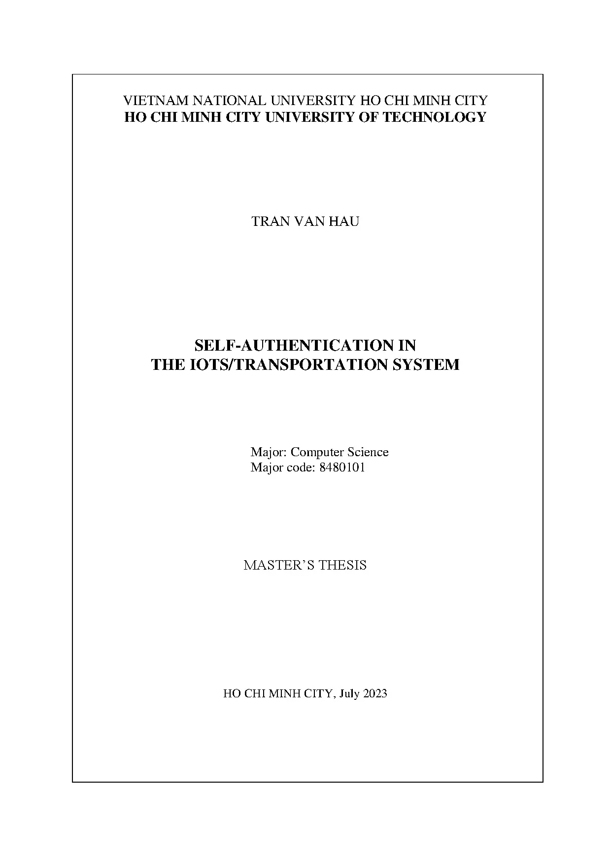 Self-Authentication in IoT Transportation Systems