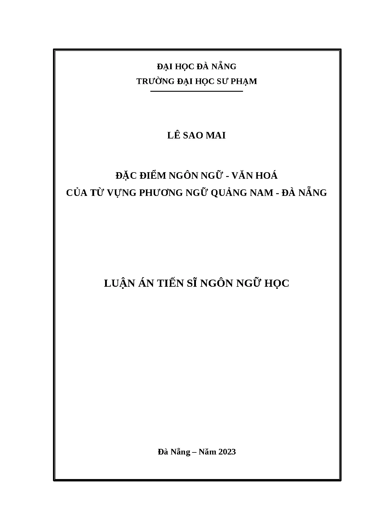 Từ vựng phương ngữ Quảng Nam - Đà Nẵng: Ngôn ngữ và Văn hóa