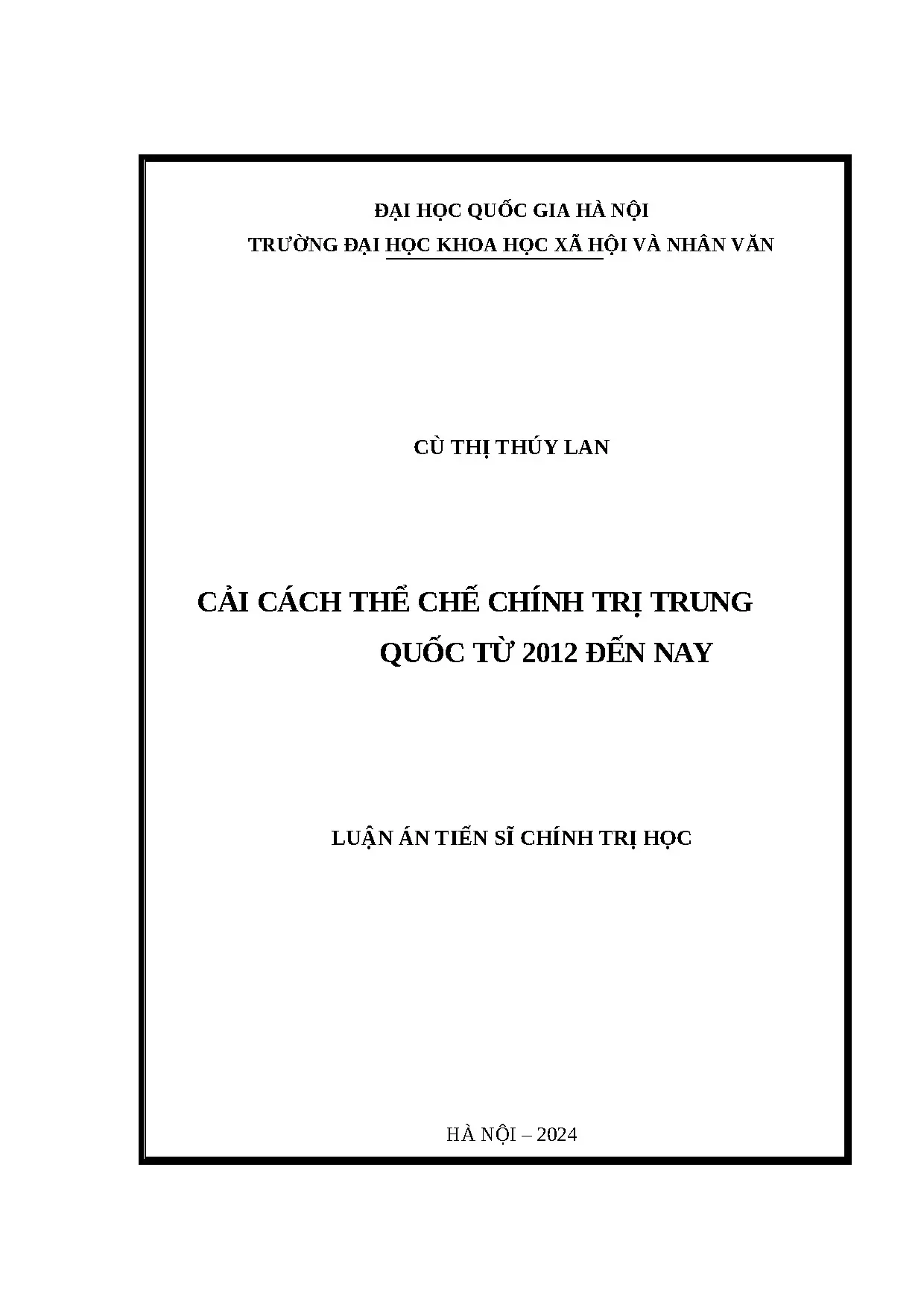 Cải cách thể chế chính trị Trung Quốc từ 2012 đến nay