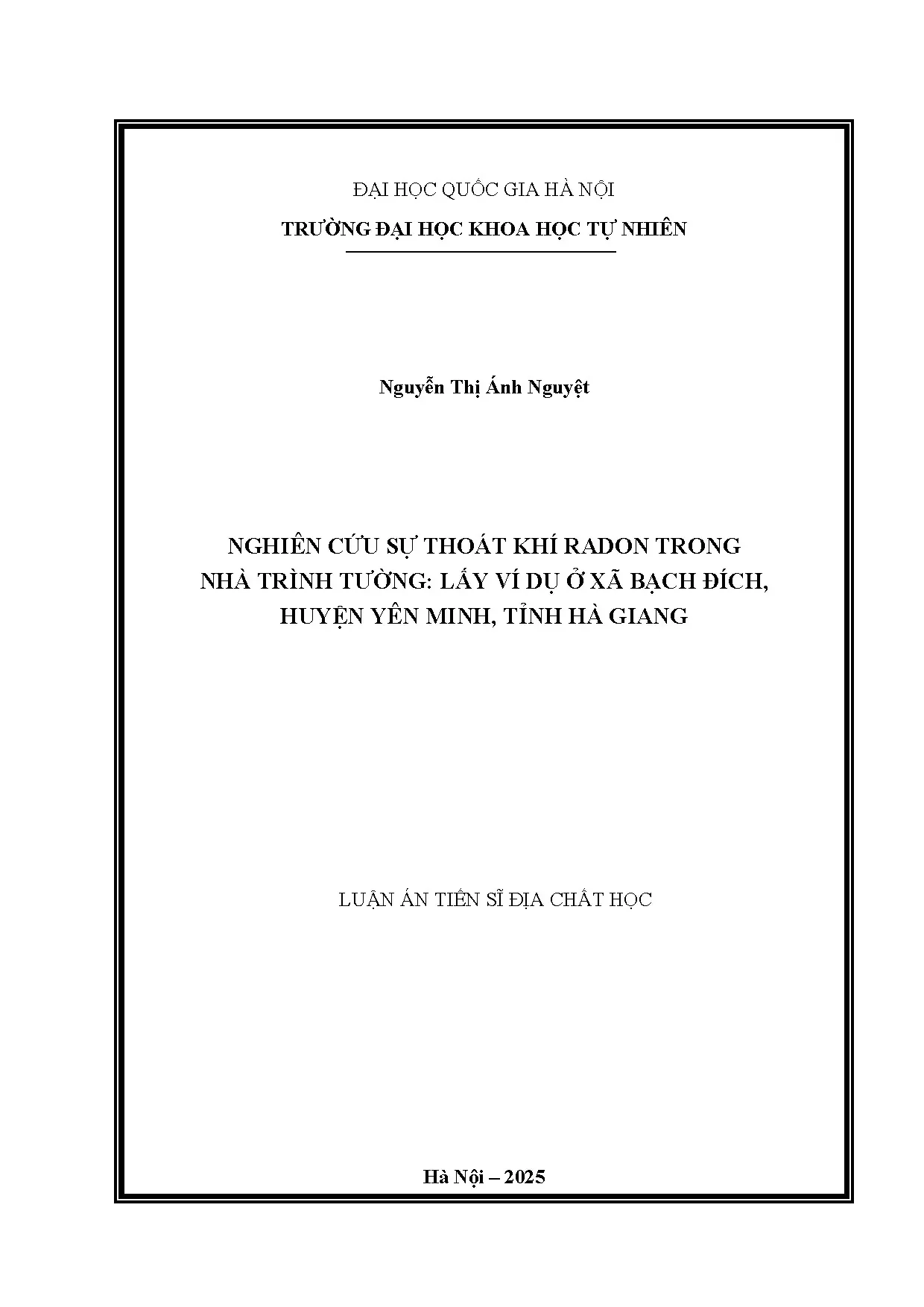 Nghiên cứu Thoát khí Radon trong Nhà Trình tường