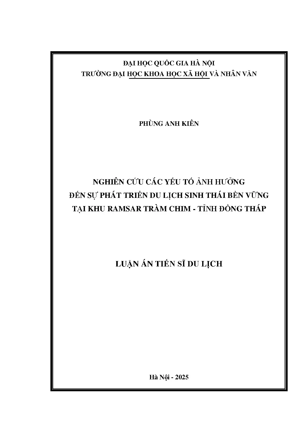 Du lịch sinh thái bền vững tại Khu Ramsar Tràm Chim