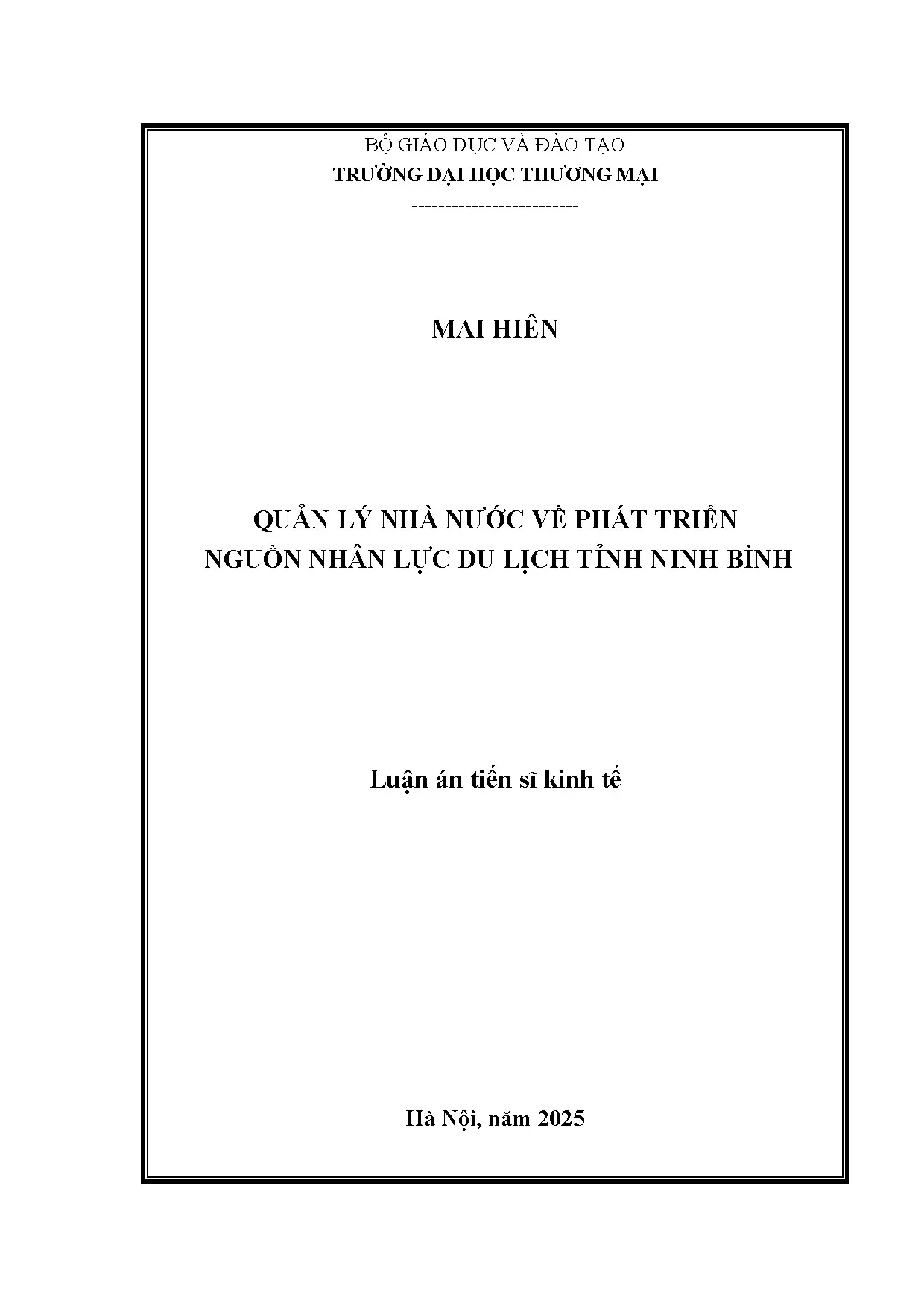 Quản lý nhà nước phát triển NNL du lịch Ninh Bình