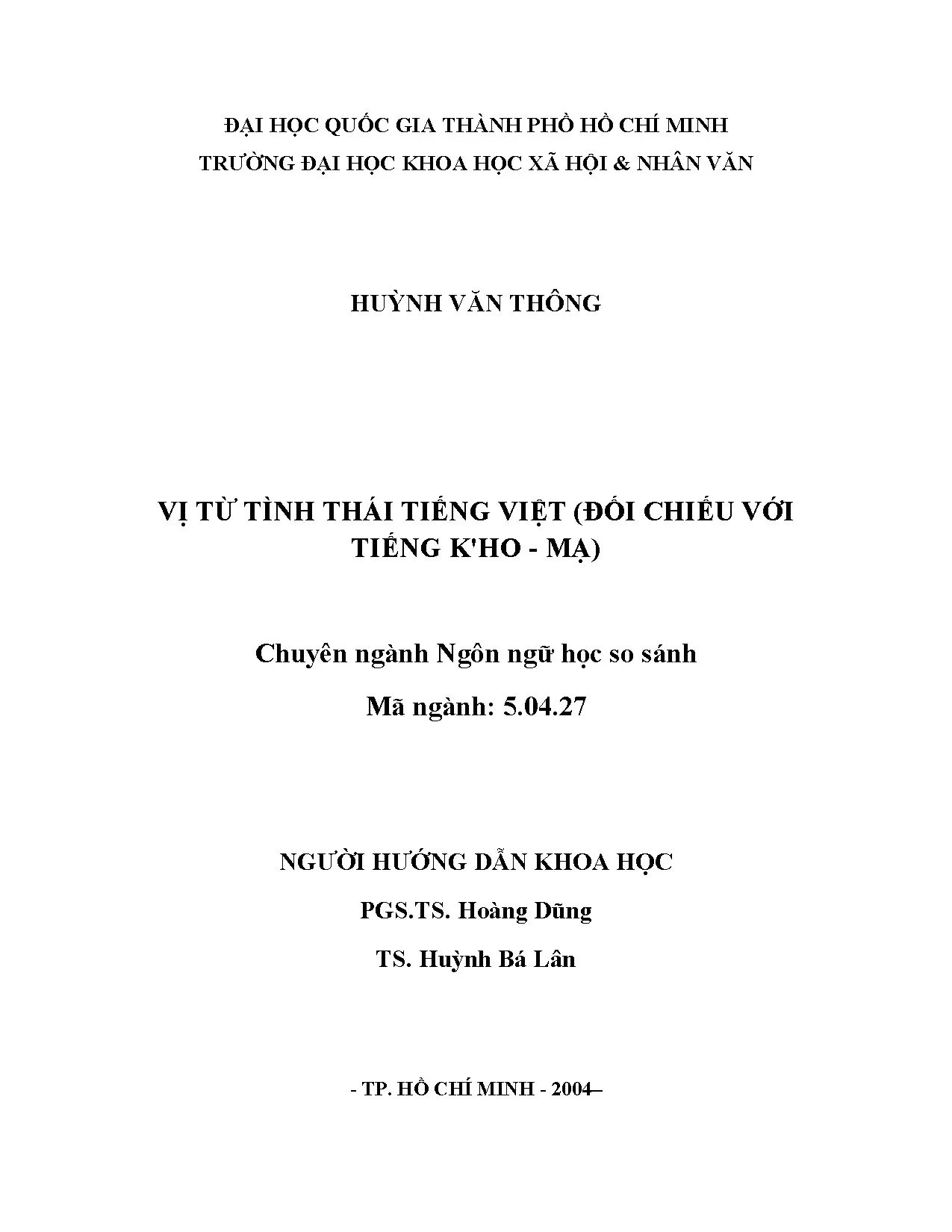 Nghiên cứu vị từ tình thái tiếng Việt và Kho-Mạ