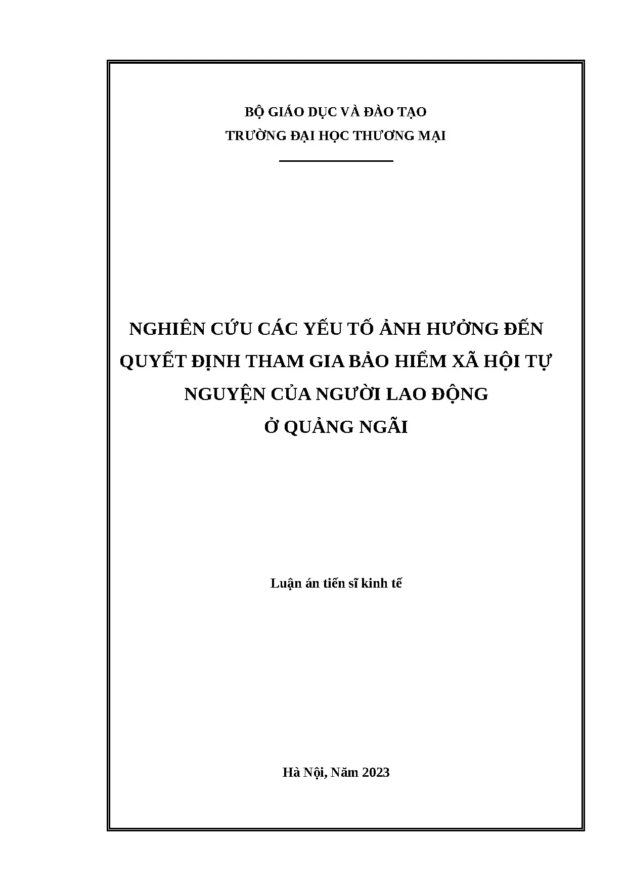 Yếu tố ảnh hưởng đến quyết định tham gia BHXH tự nguyện Quảng Ngãi