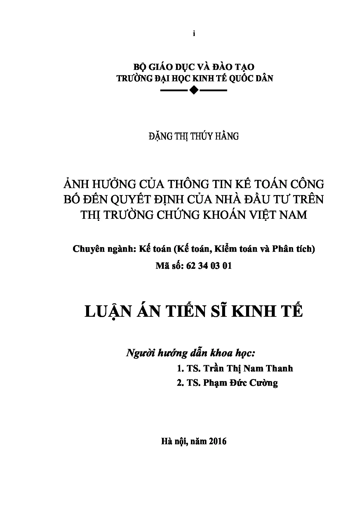 Ảnh hưởng TT Kế toán đến Quyết định Nhà đầu tư trên TTCK VN