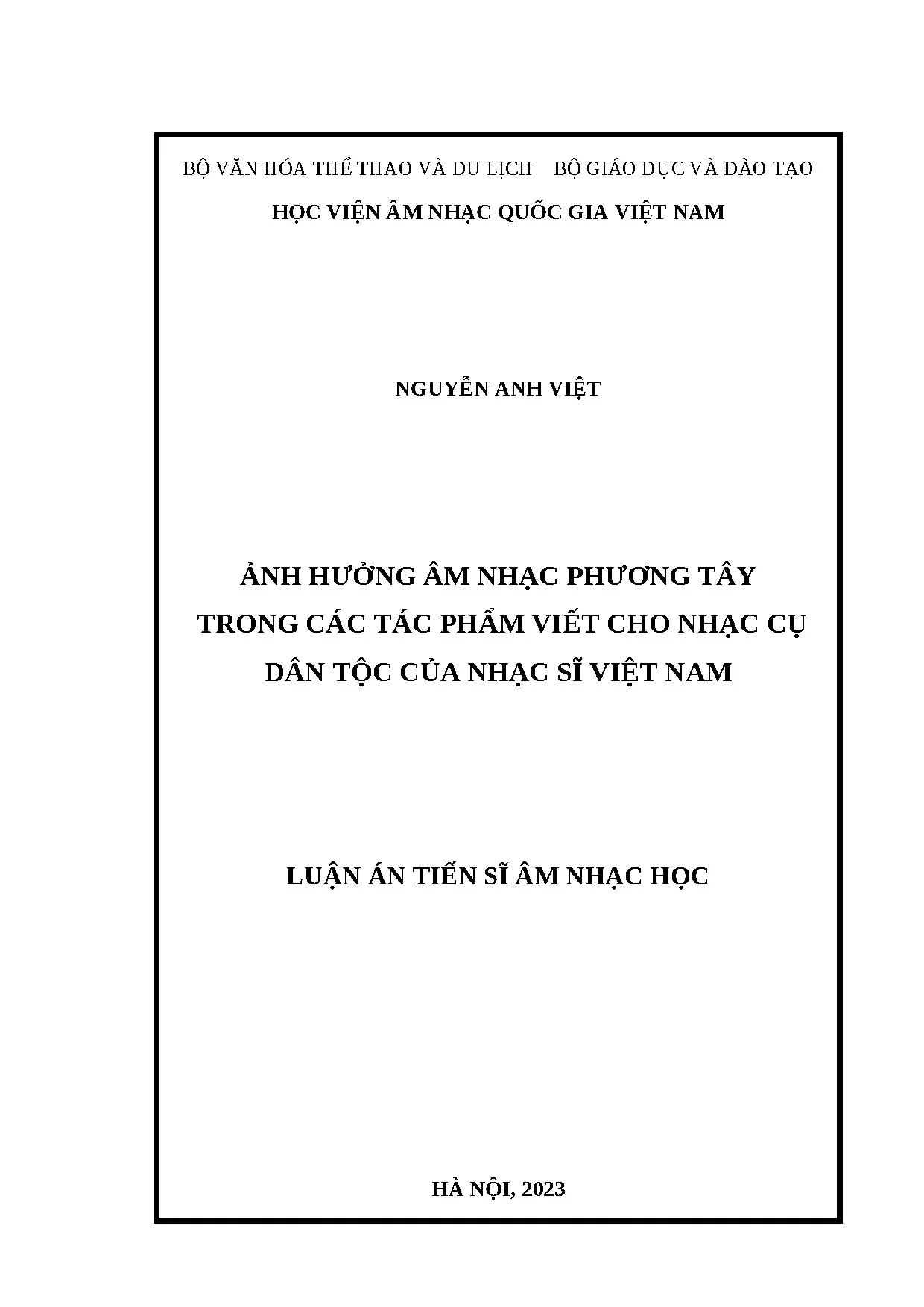 Luận án ảnh hưởng âm nhạc phương tây trong các tác phẩm viết