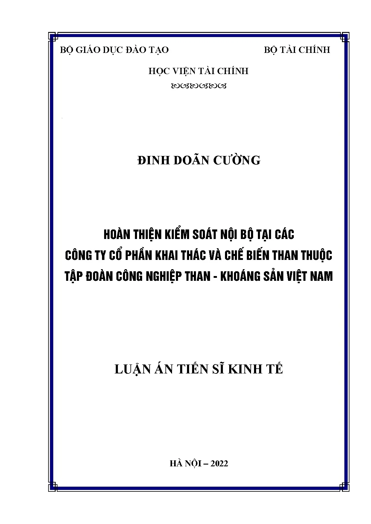 Hoàn thiện kiểm soát nội bộ công ty than Việt Nam