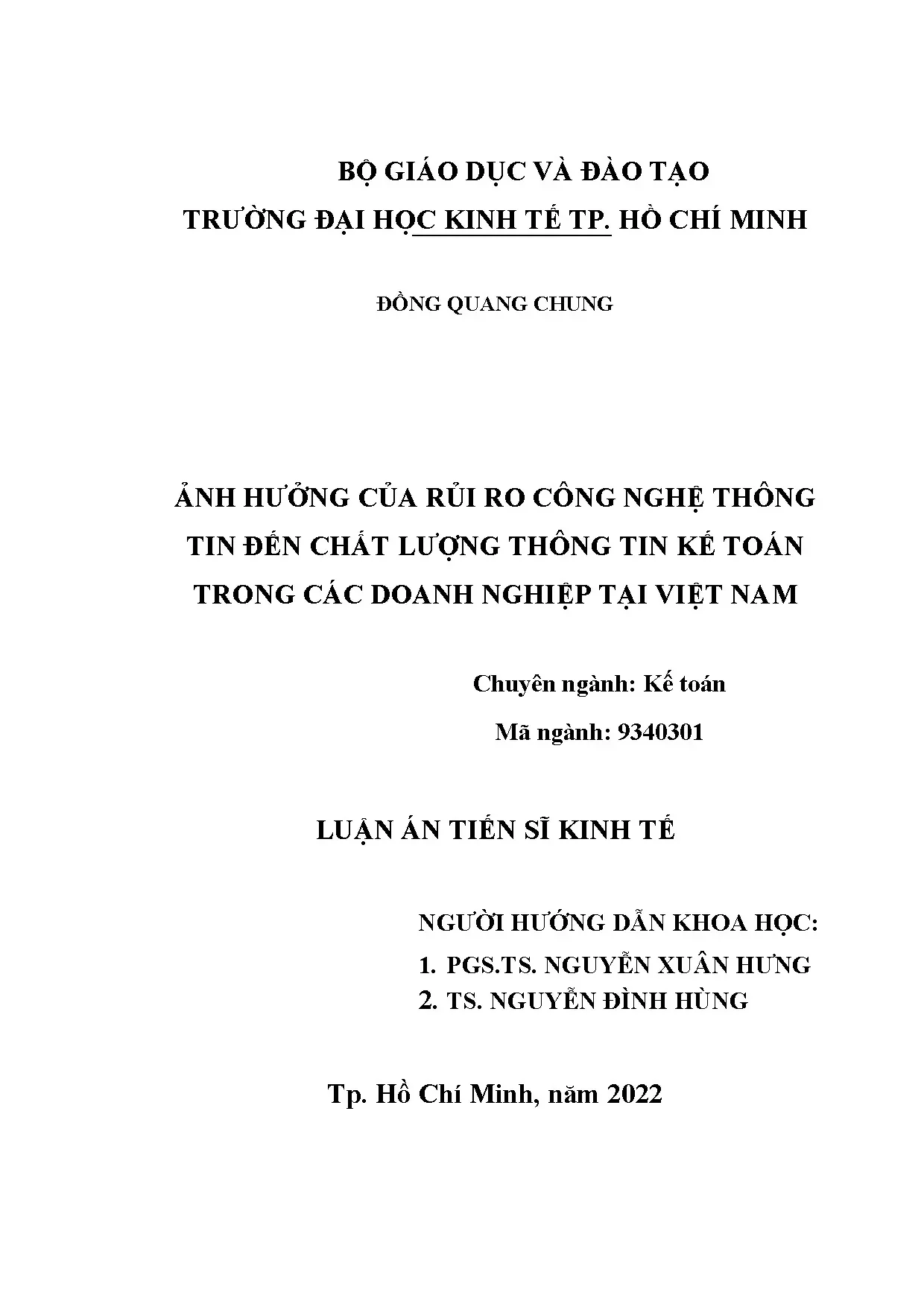 Ảnh hưởng rủi ro CNTT đến chất lượng thông tin kế toán doanh nghiệp