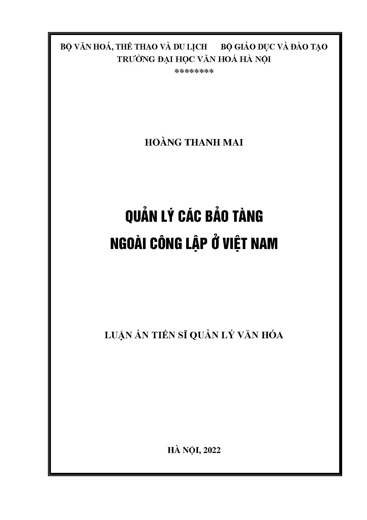 Quản lý bảo tàng ngoài công lập ở Việt Nam - Luận án tiến sĩ