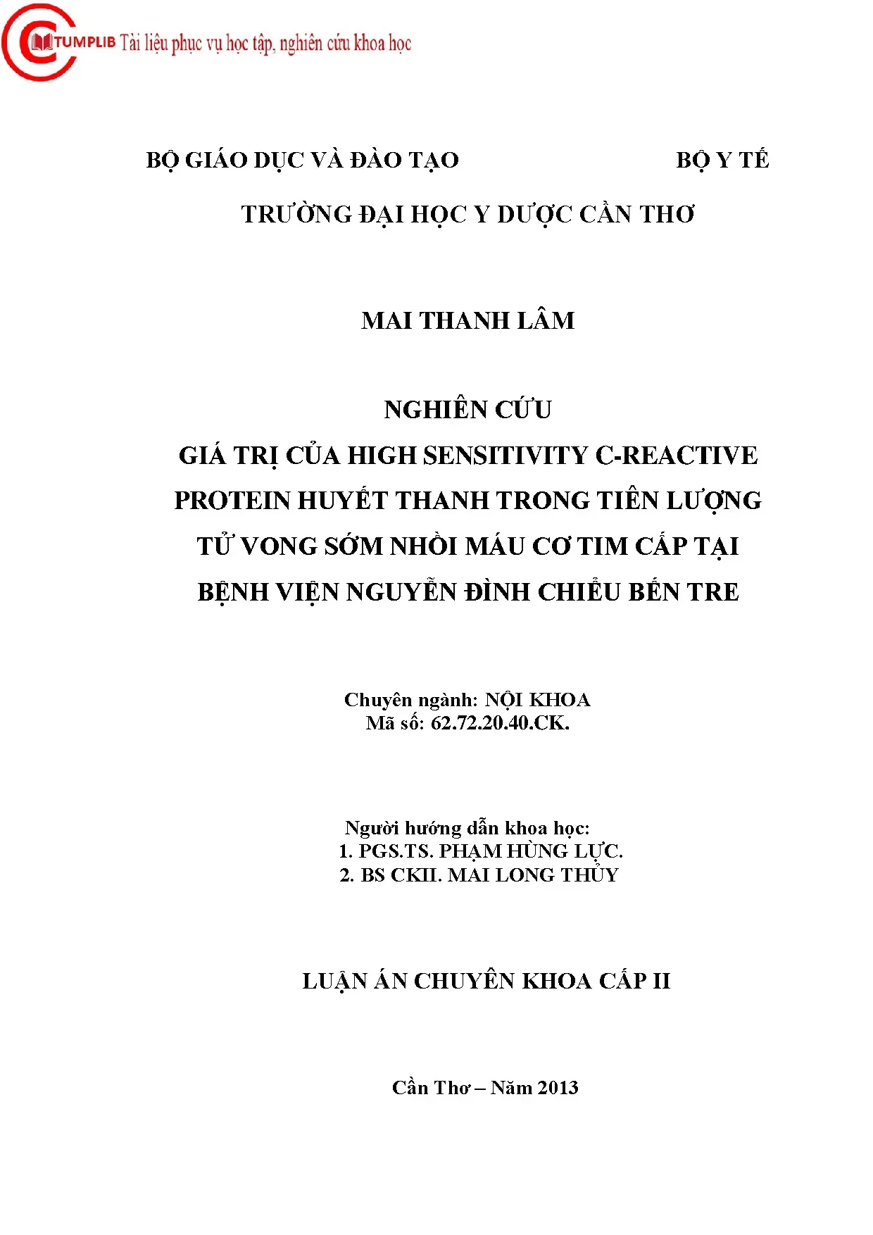 Giá trị hs-CRP trong tiên lượng tử vong nhồi máu cơ tim