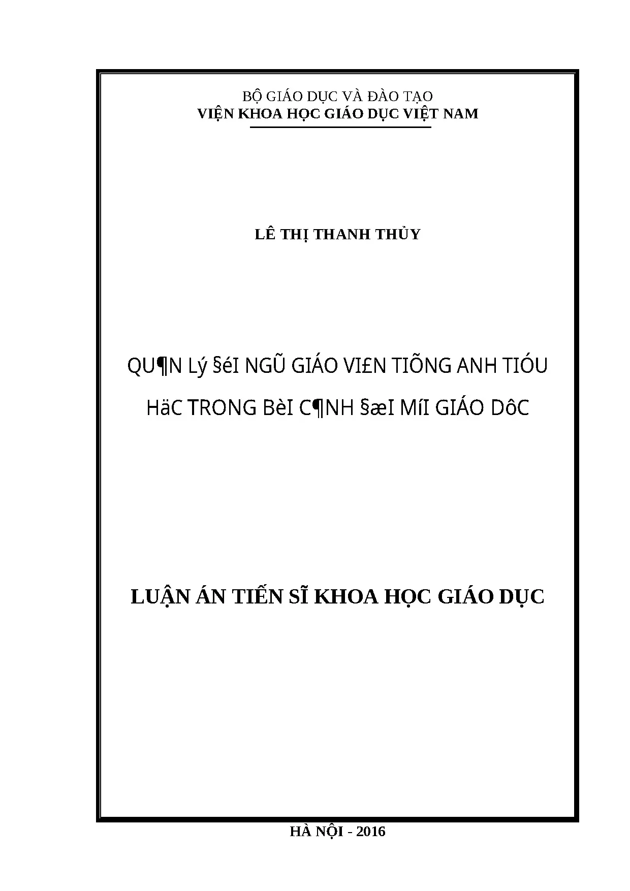 Quản lý giáo viên tiếng Anh tiểu học trong đổi mới giáo dục
