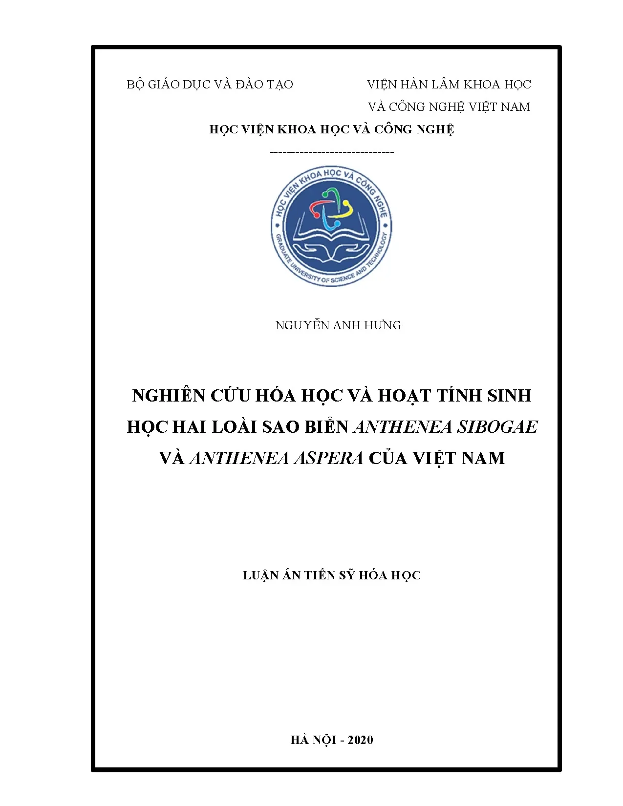 Luận án tiến sĩ nghiên cứu hoạt tính sinh học hai loài sao biển Việt Nam