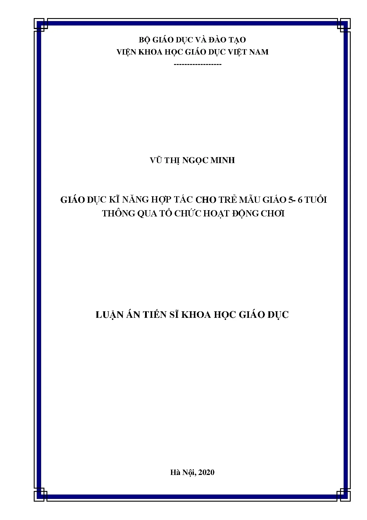 Luận án tiến sĩ giáo dục kĩ năng hợp tác cho trẻ mẫu giáo 5