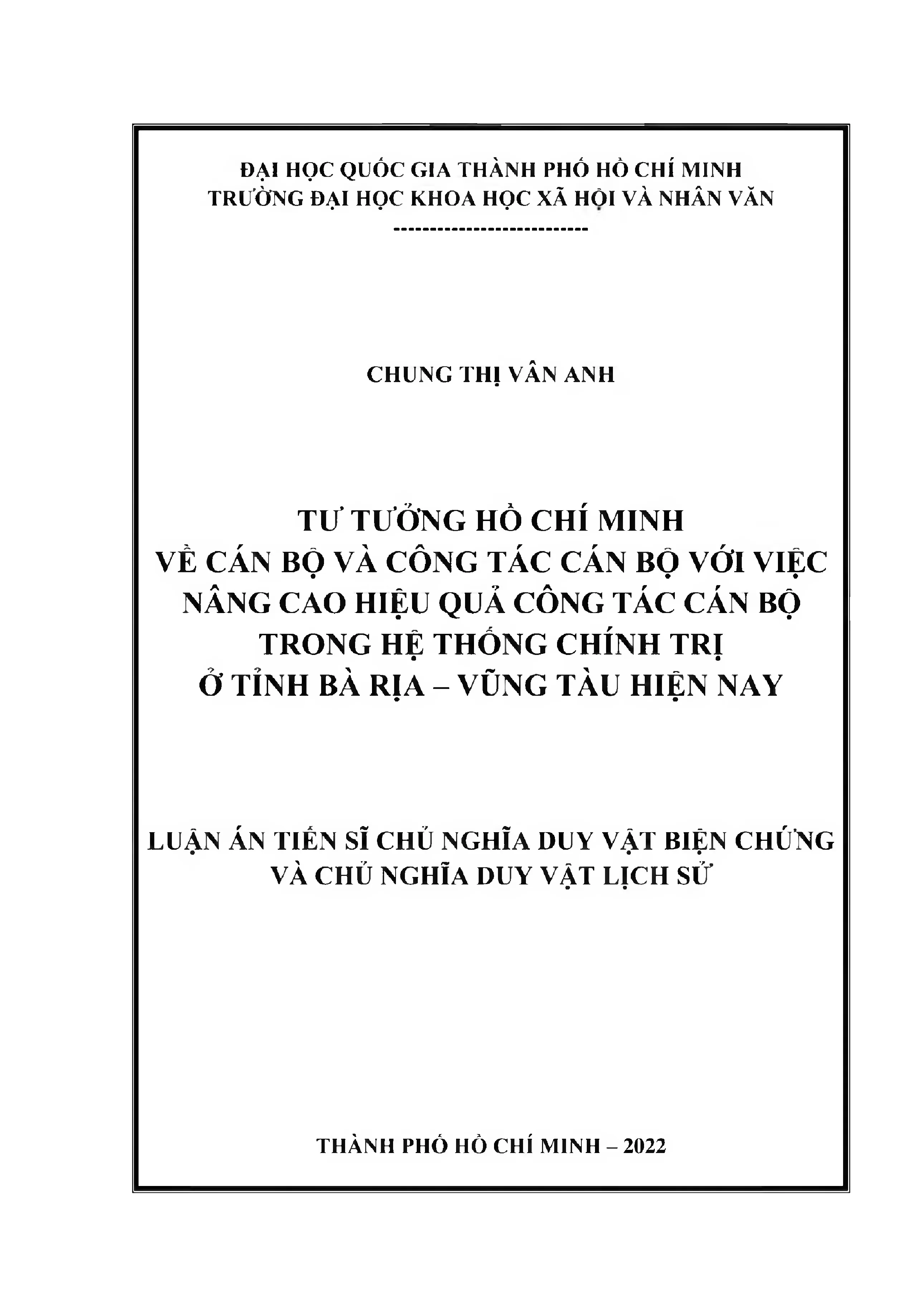 Tư tưởng hồ chí minh về cán bộ và công tác cán bộ với việc n