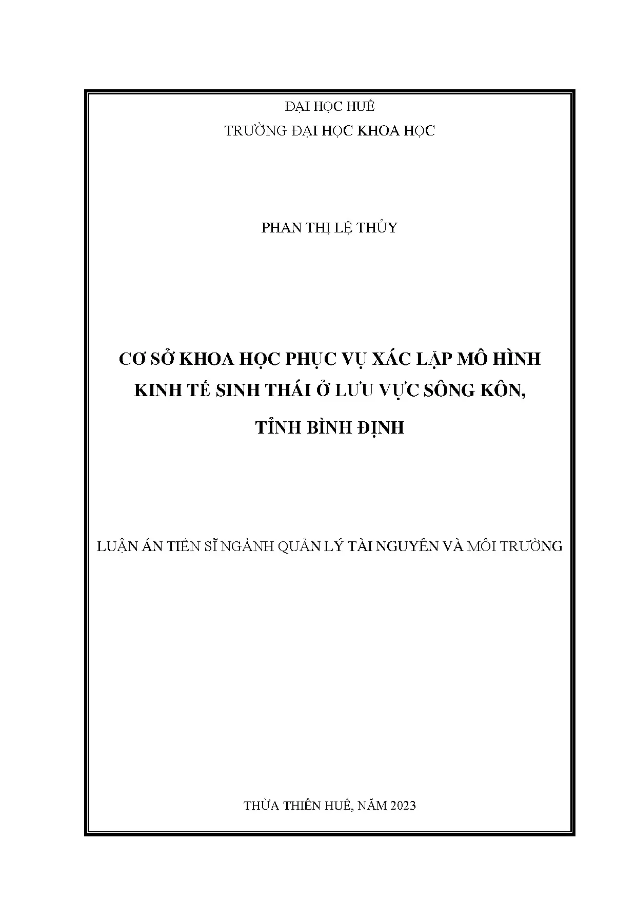 Mô hình kinh tế sinh thái lưu vực sông Kôn, Bình Định