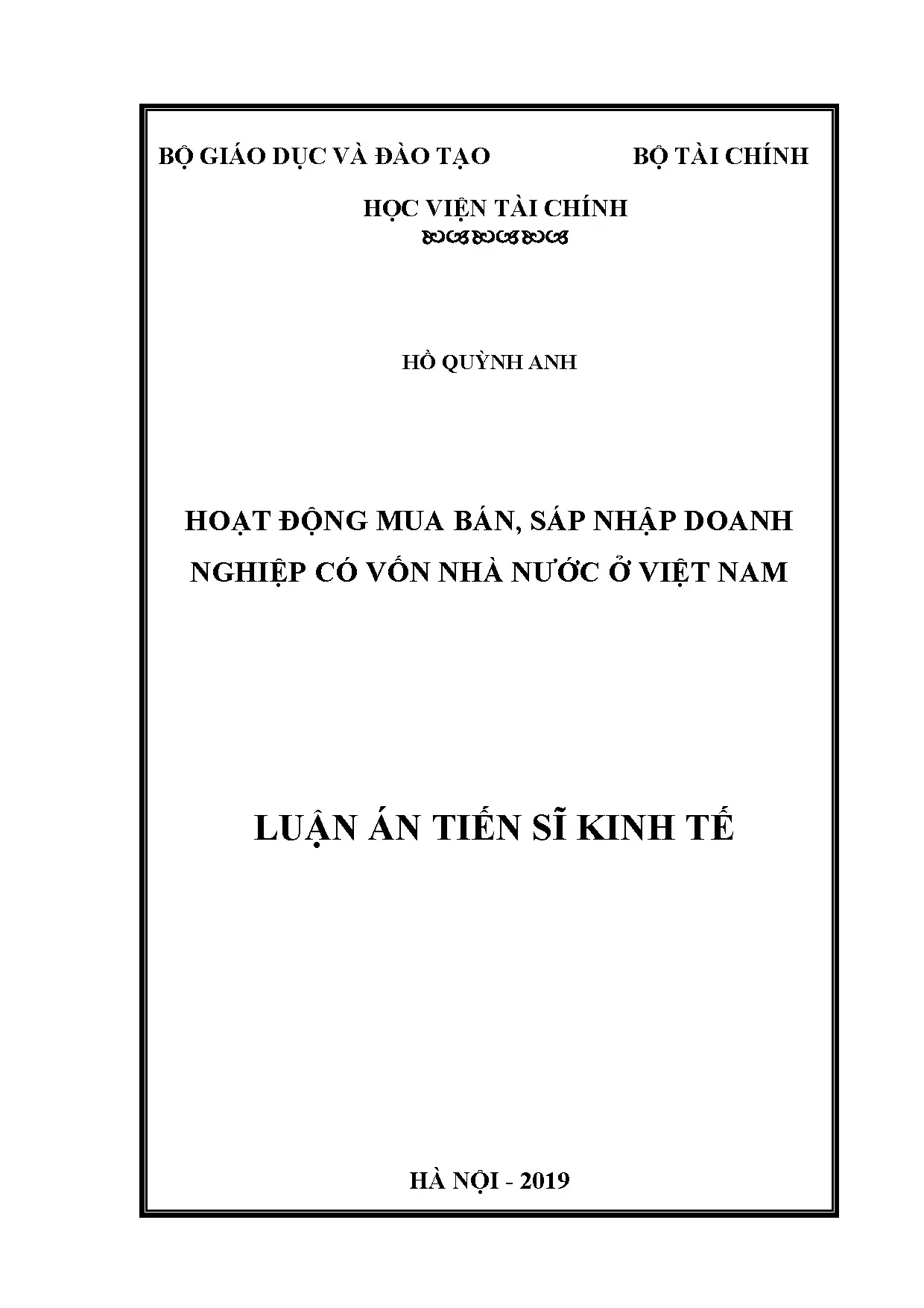 M&A Doanh nghiệp Nhà nước Việt Nam: Luận án Tiến sĩ Kinh tế