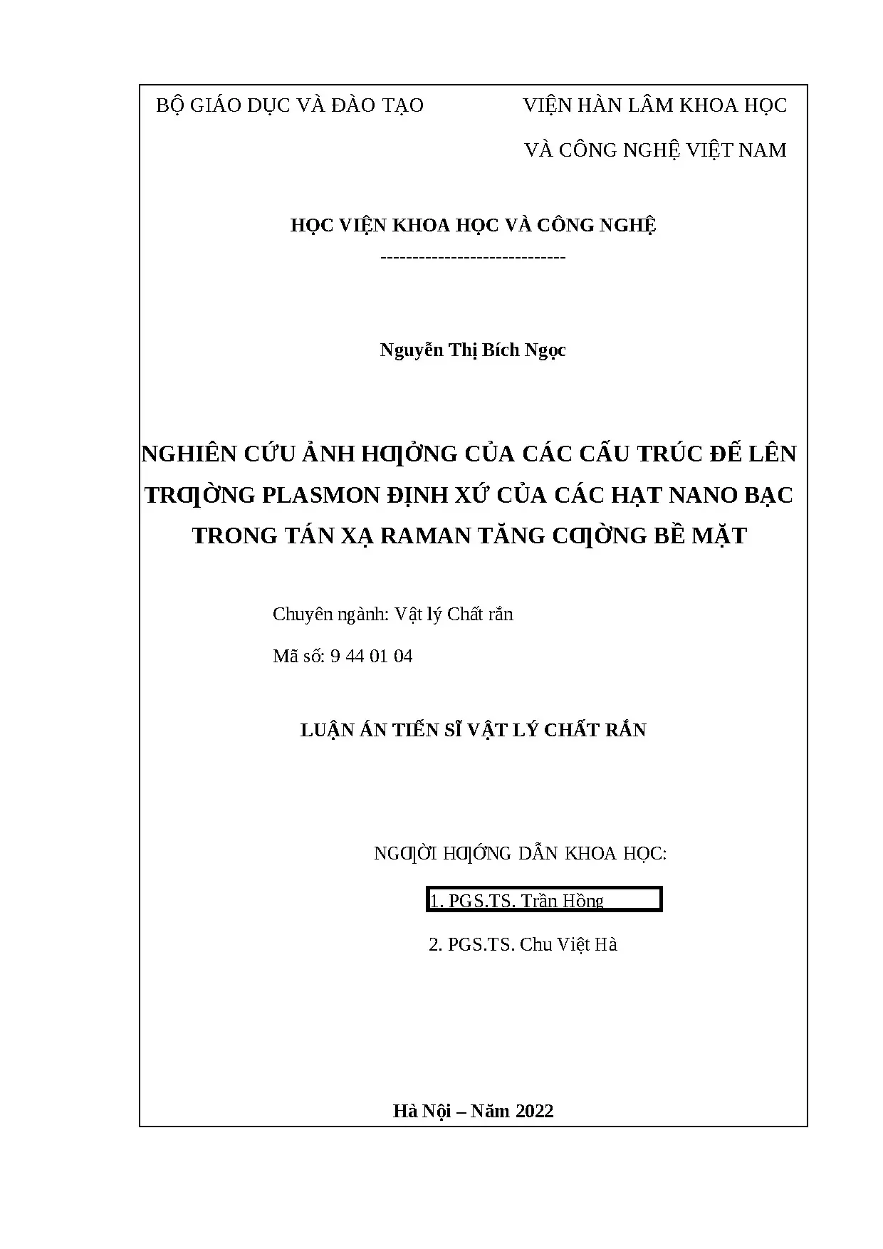 Ảnh hưởng cấu trúc đế lên plasmon nano bạc SERS