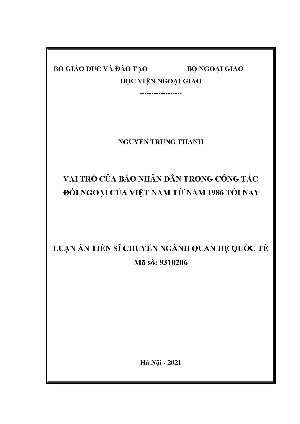 Vai trò Báo Nhân Dân trong đối ngoại Việt Nam (1986-nay)