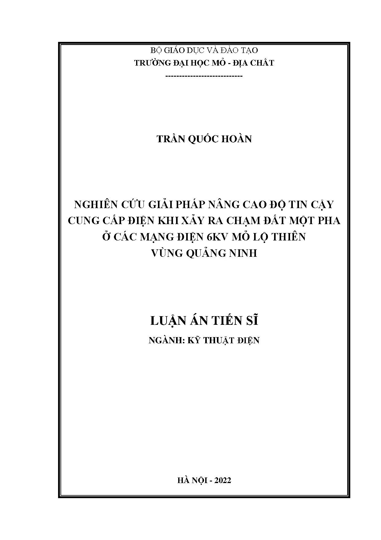 Nâng cao độ tin cậy điện lưới 6kV mỏ lộ thiên vùng Quảng Ninh