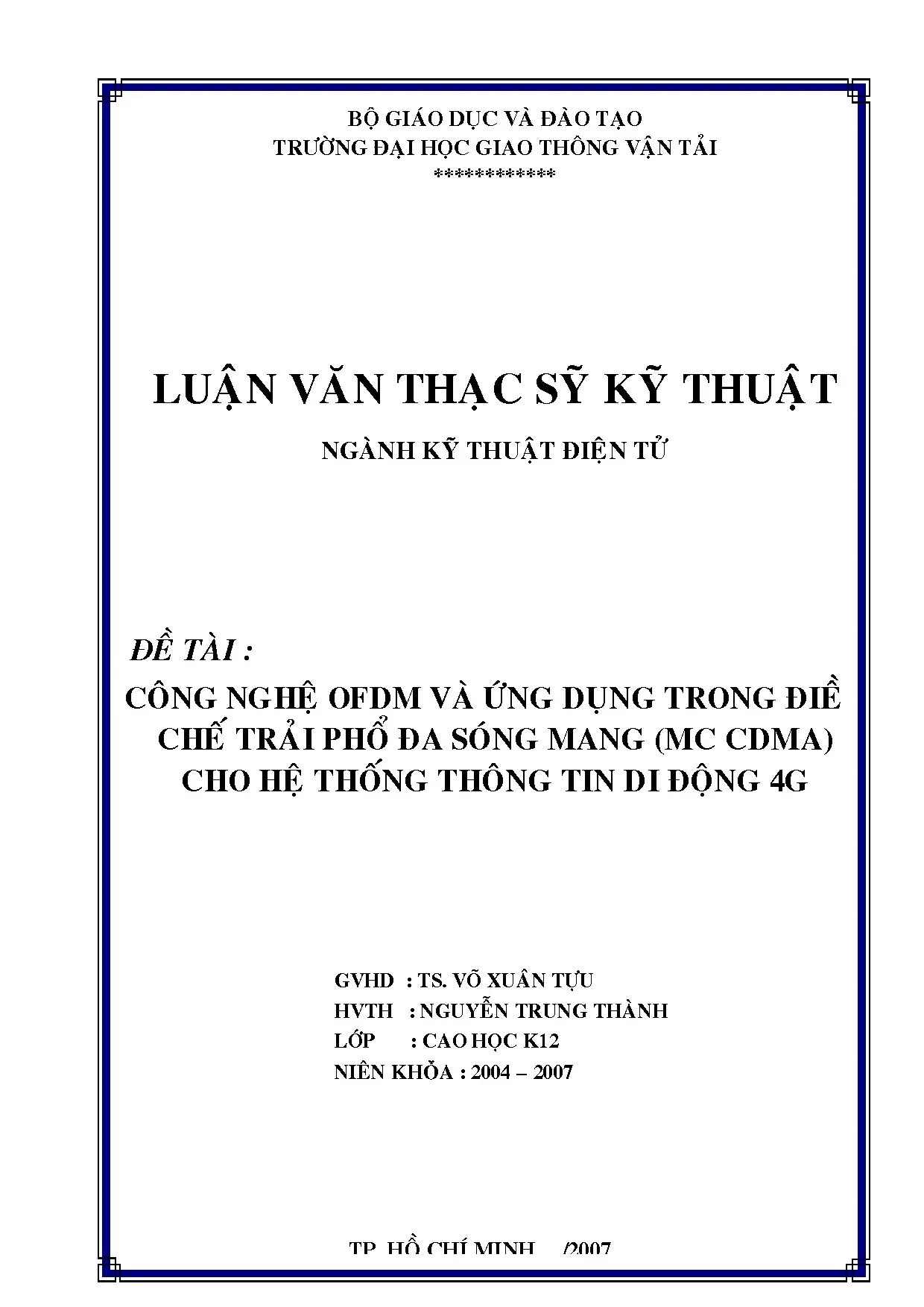 Công nghệ ofdm và ứng dụng trong điều chế trải phổ đa sóng m