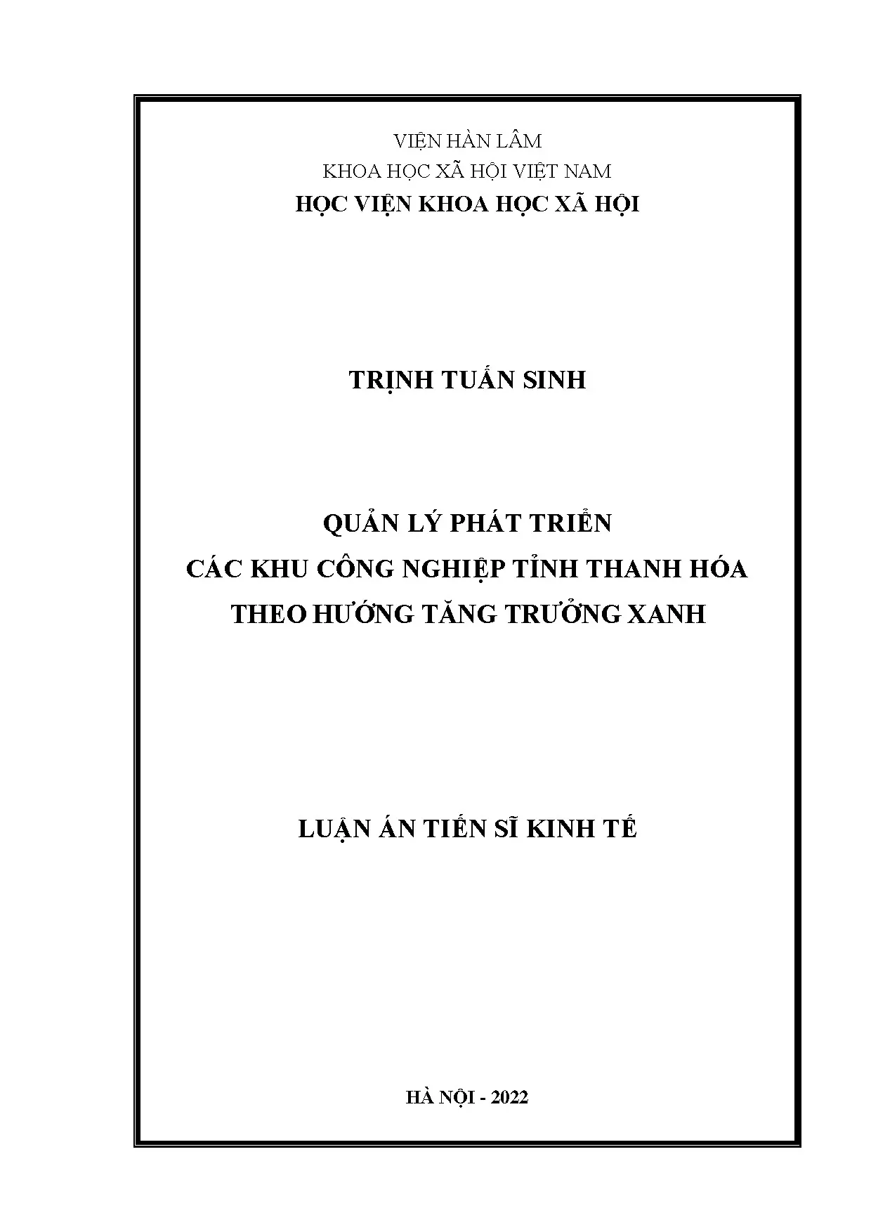 Quản lý phát triển KCN Thanh Hóa theo hướng tăng trưởng xanh