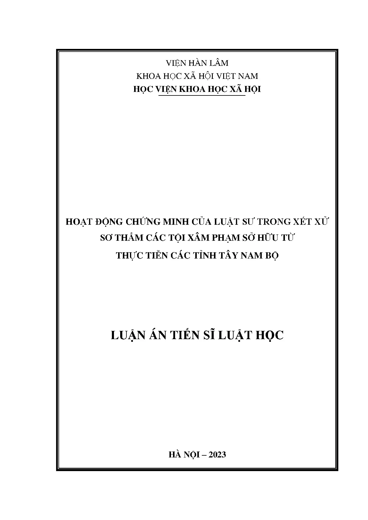 Hoạt động chứng minh của luật sư trong tội xâm phạm sở hữu