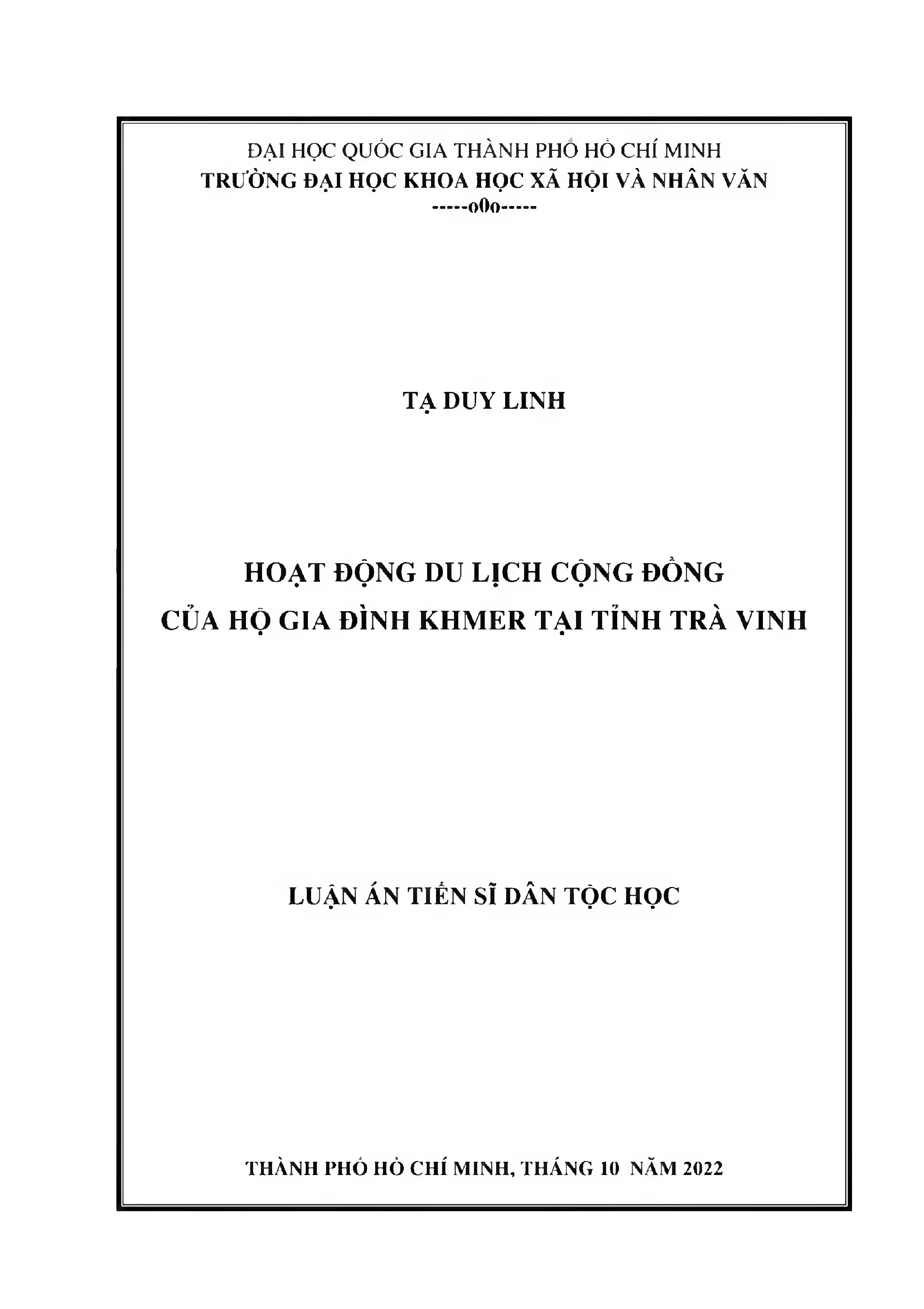 Hoạt động du lịch cộng đồng của hộ gia đình khmer tại tỉnh t