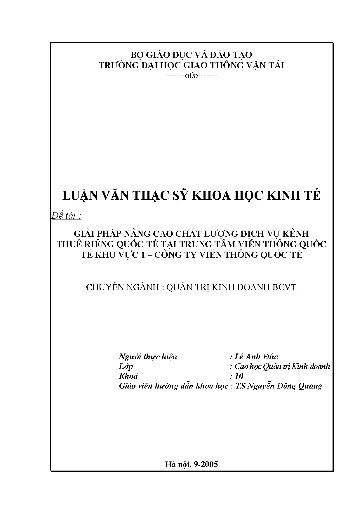 Giải pháp nâng cao chất lượng dịch vụ kênh thuê riêng quốc tế VTQT