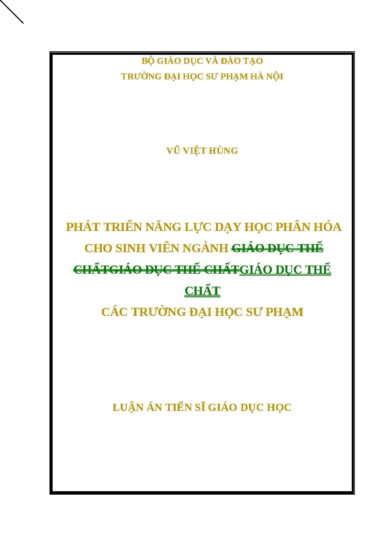 Phát triển năng lực dạy học phân hóa cho sinh viên ngành giáo dục thể chất