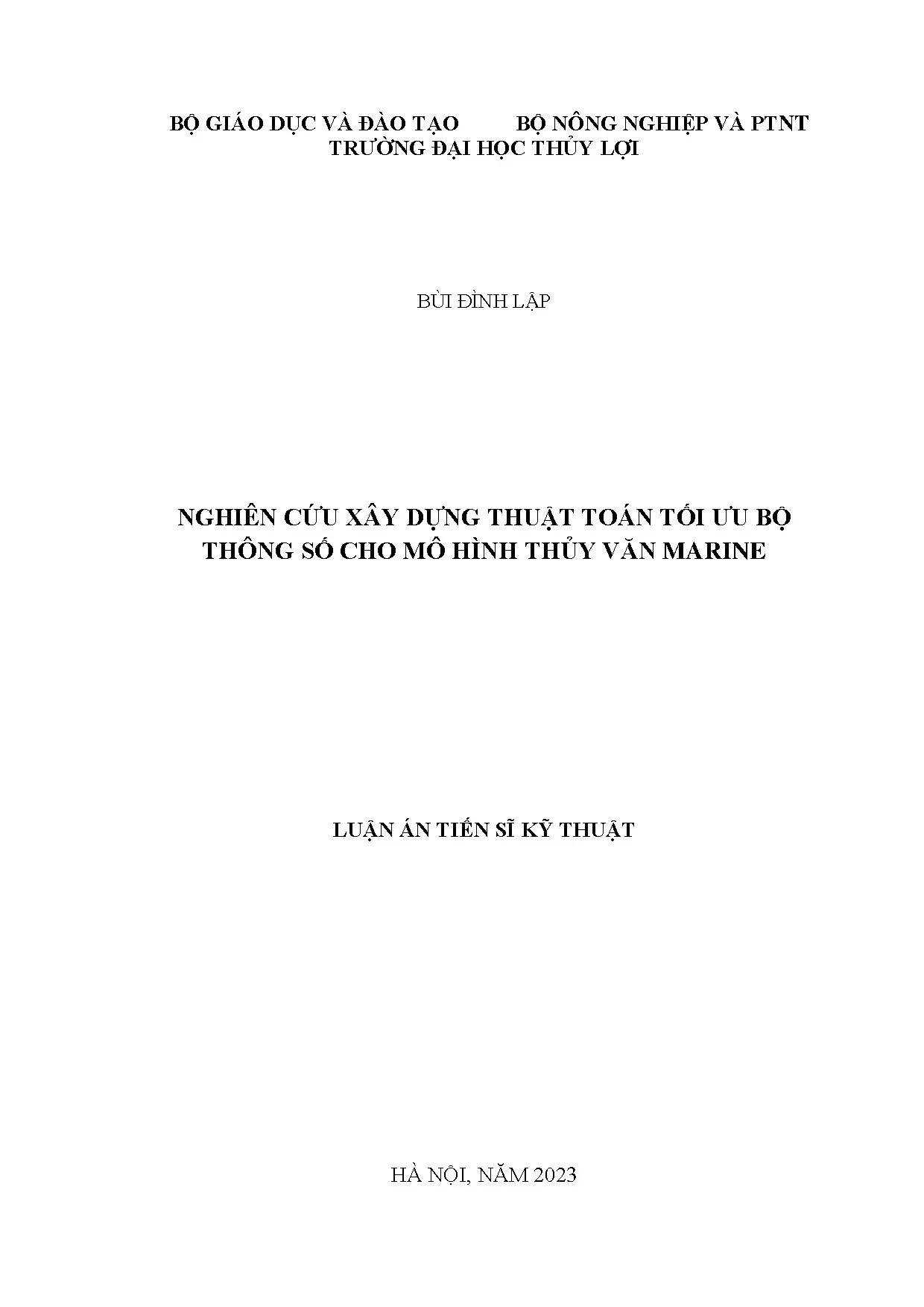 Tối ưu tham số mô hình thủy văn Marine
