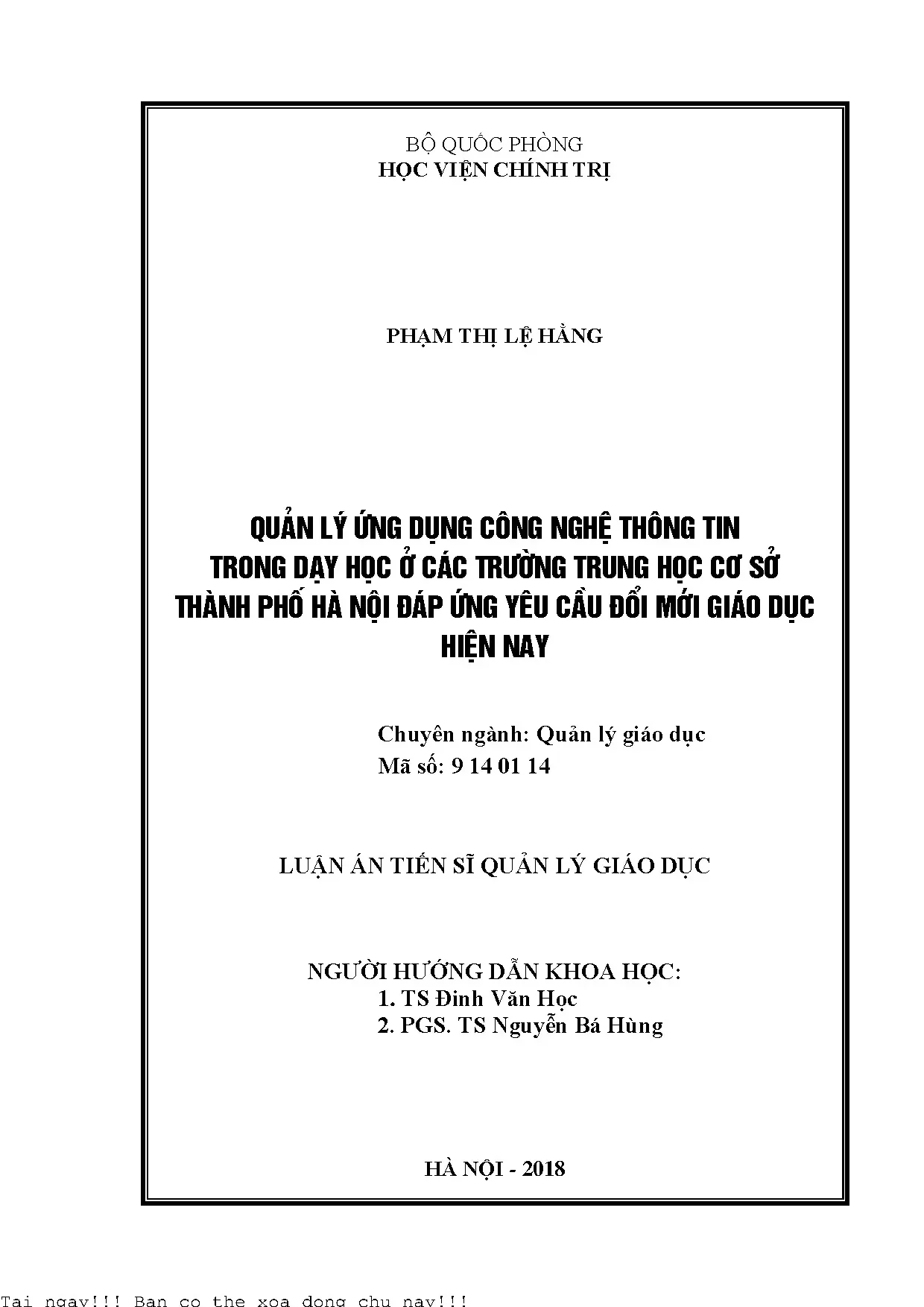 Quản lý ứng dụng công nghệ thông tin trong dạy họ