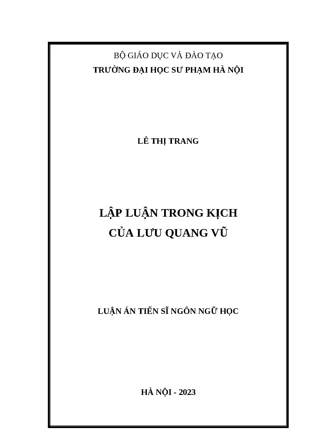 Nghiên cứu đặc điểm lập luận trong kịch Lưu Quang Vũ