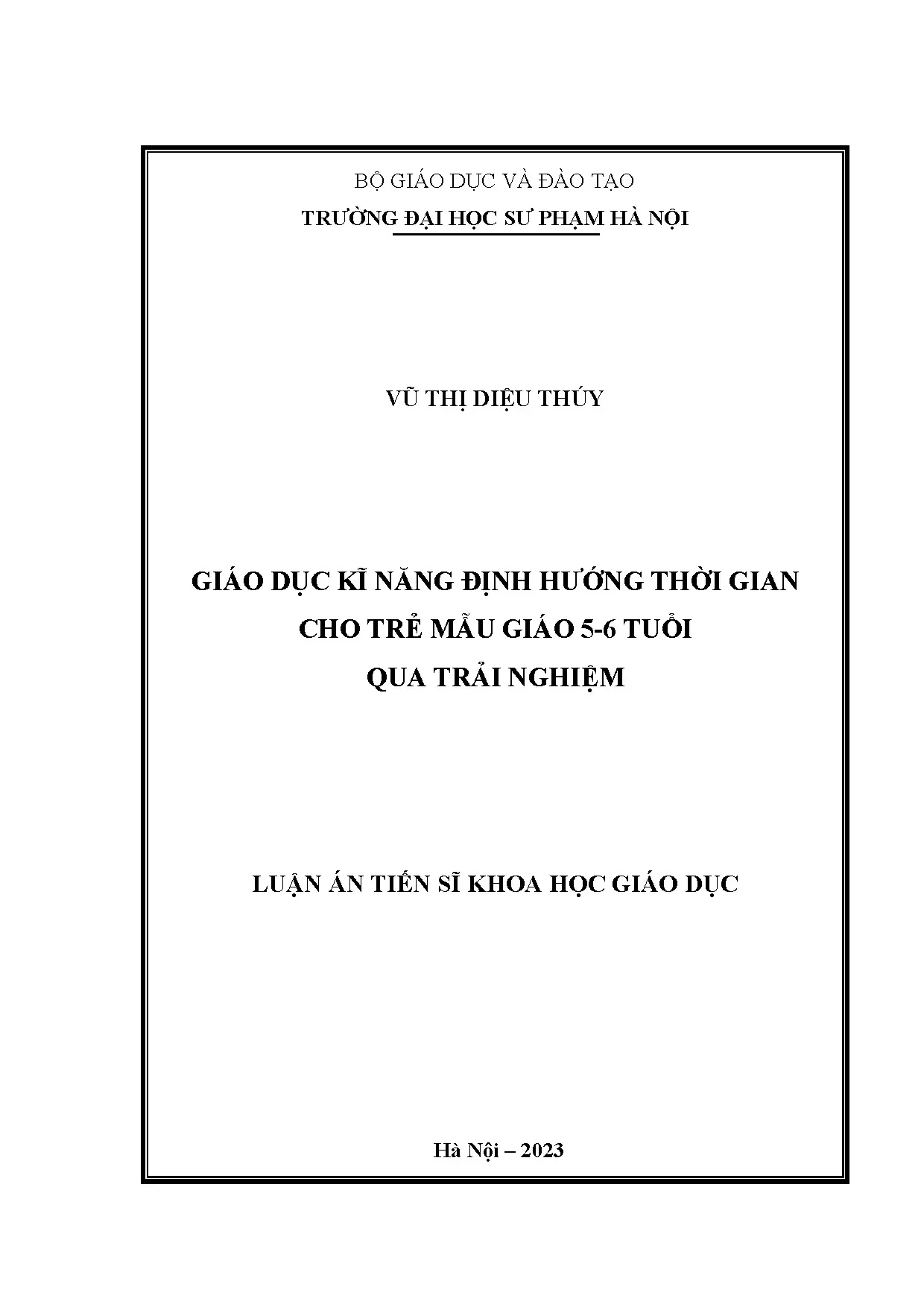Luận án tiến sĩ giáo dục kĩ năng định hướng thời gian cho tr