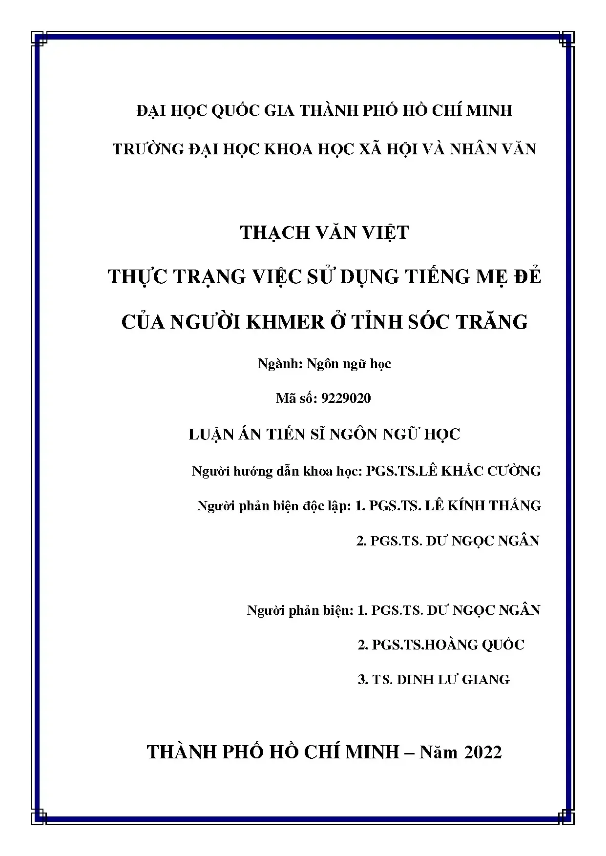 Tiếng Khmer ở Sóc Trăng: Thực trạng & Sử dụng