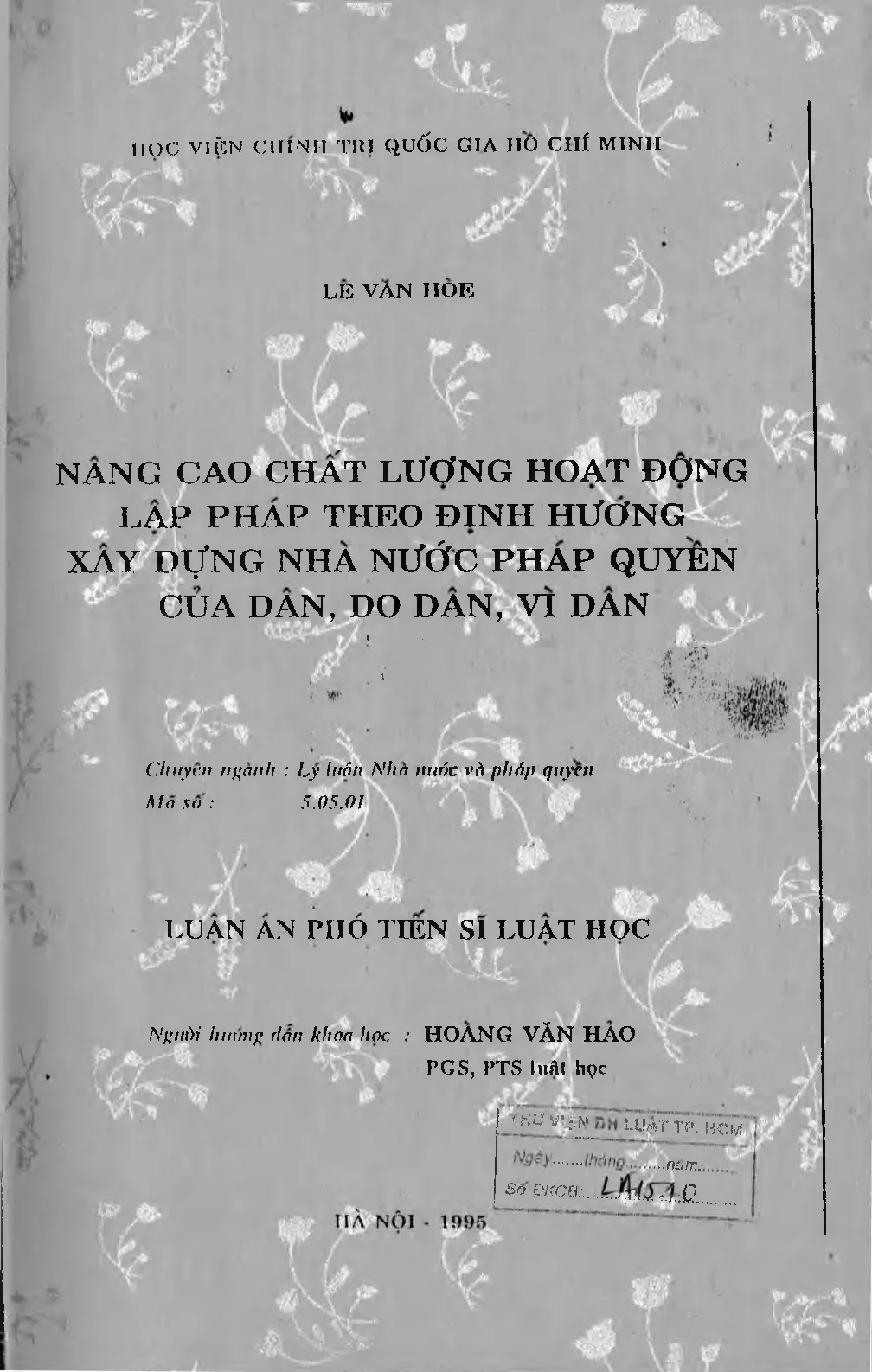 Luận án nâng cao chất lượng hoạt động lập pháp theo định hướ