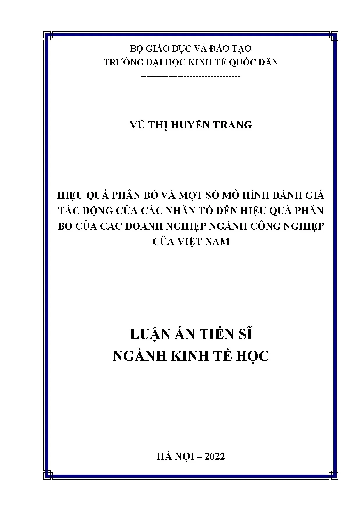 Hiệu quả phân bổ và một số mô hình đánh giá tác động của các