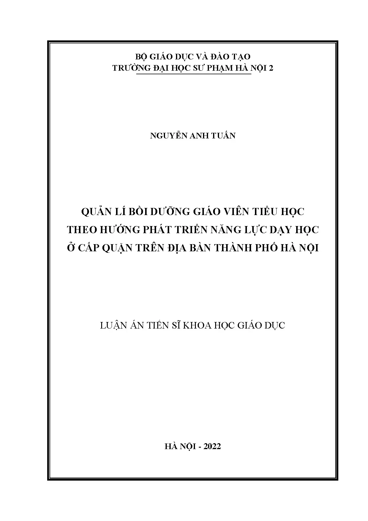 Quản lý bồi dưỡng giáo viên tiểu học phát triển năng lực dạy học