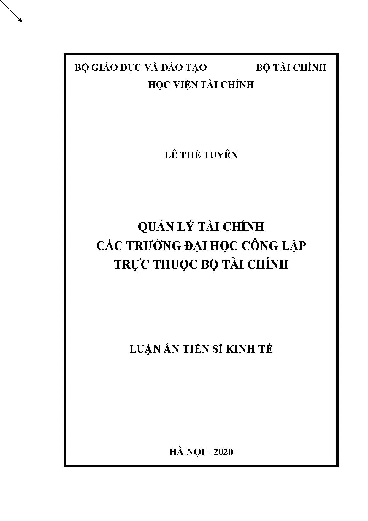 Luận án tiến sĩ quản lý tài chính các trường đại học công lậ