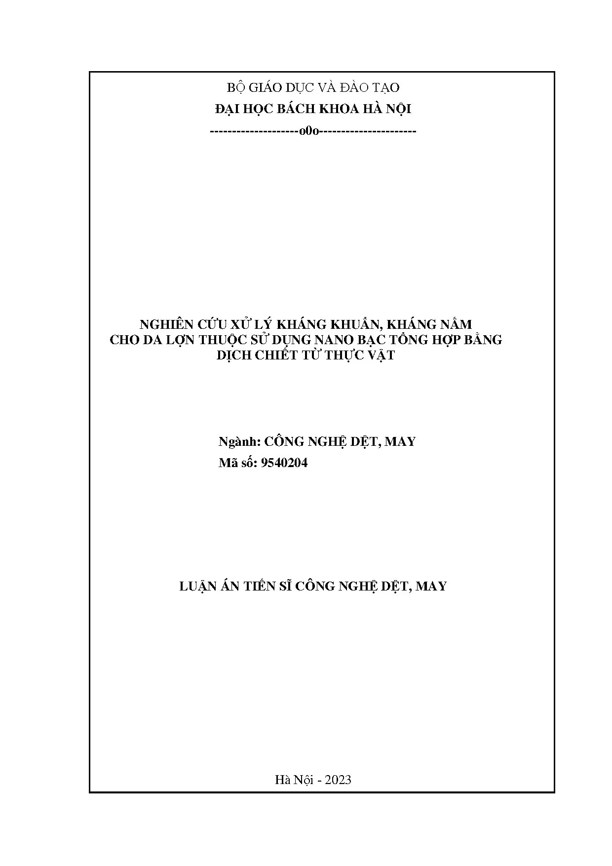 Nghiên cứu xử lý kháng khuẩn kháng nấm cho da lợn thuộc sử d