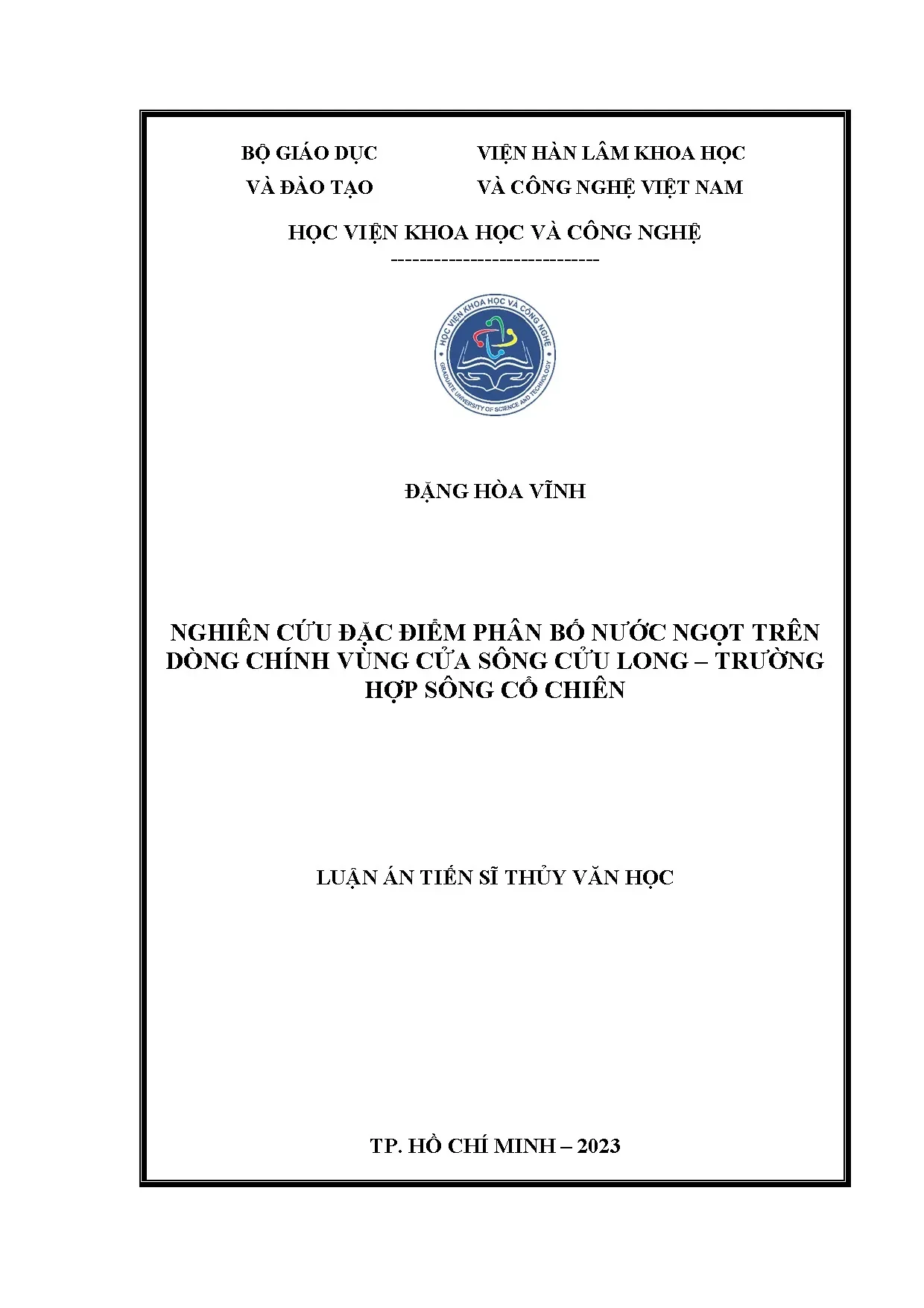 Phân bố nước ngọt cửa sông Cửu Long: Sông Cổ Chiên