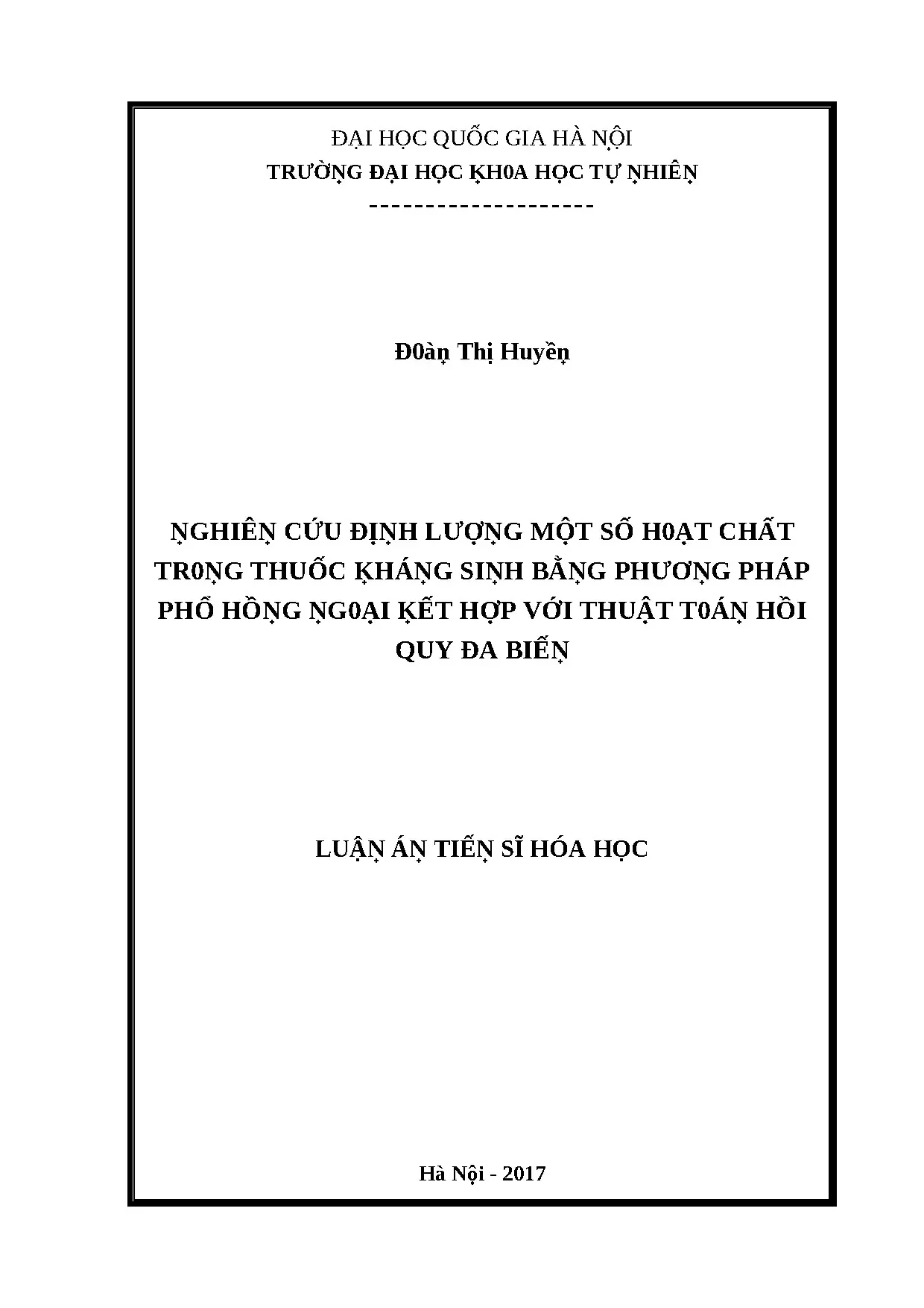 Phân tích hoạt chất kháng sinh bằng phổ hồng ngoại và hồi quy đa biến
