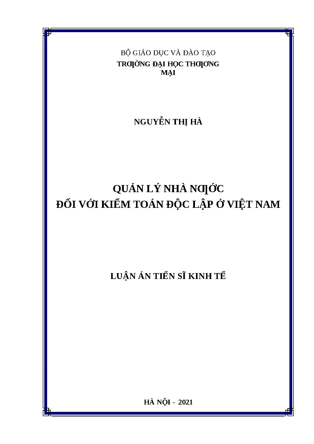 Luận án tiến sĩ kinh tế quản lý nhà nước đối với kiểm toán đ