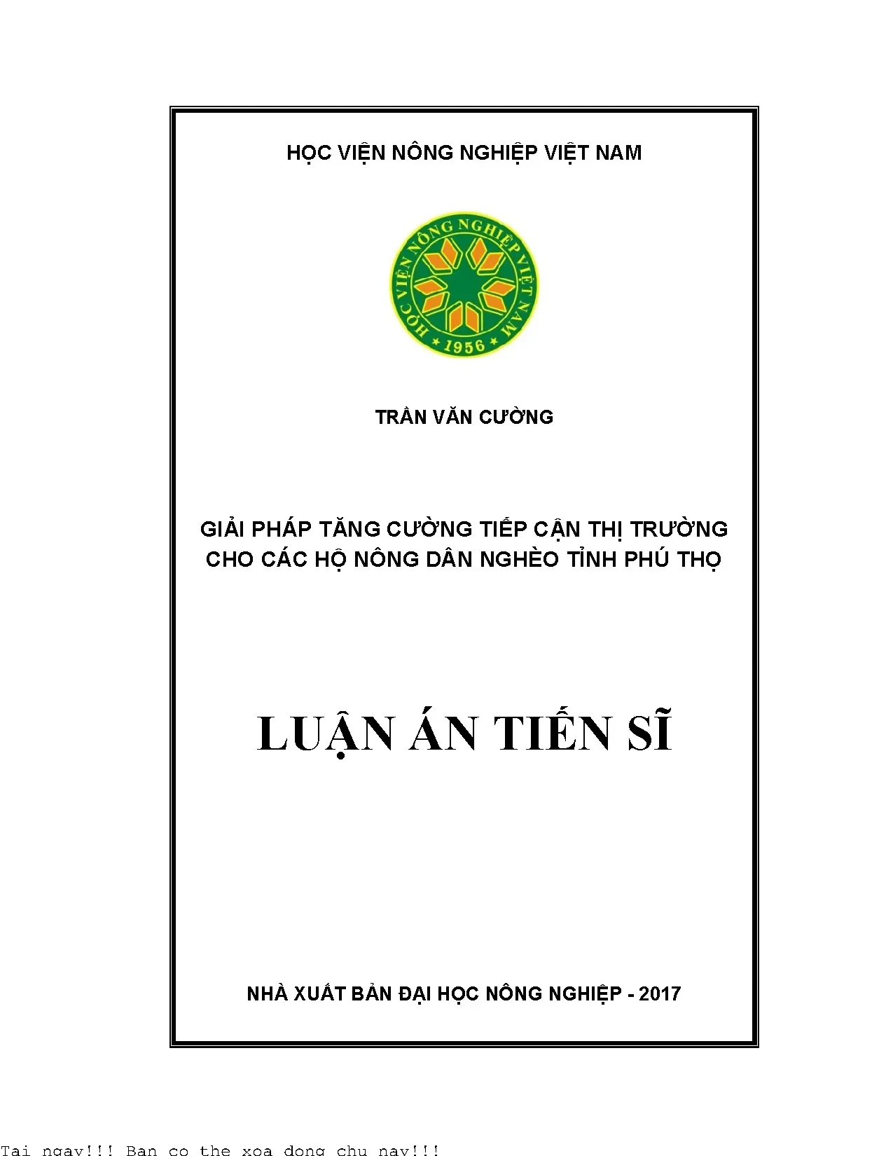 Giải pháp tăng cường tiếp cận thị trường cho nông dân nghèo Phú Thọ