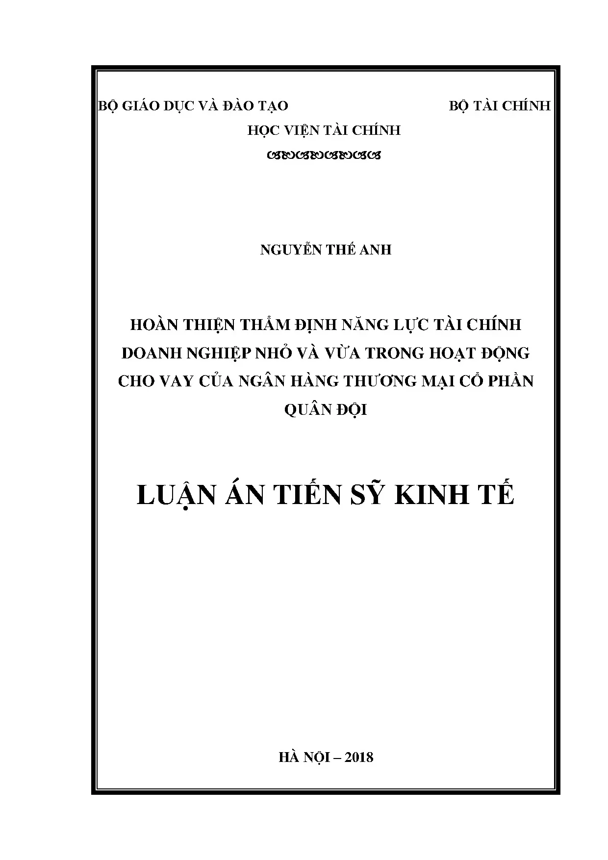Hoàn thiện thẩm định năng lực tài chính doanh ngh