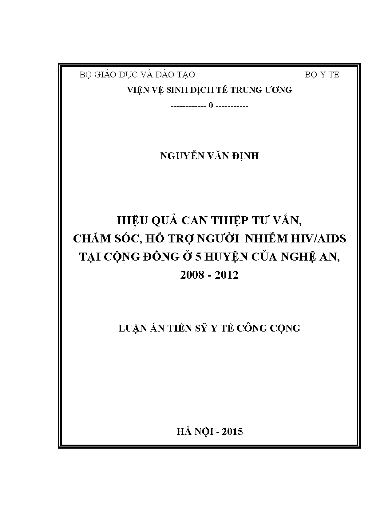 Hiệu quả can thiệp tư vấn HIV/AIDS tại Nghệ An (2008-2012)