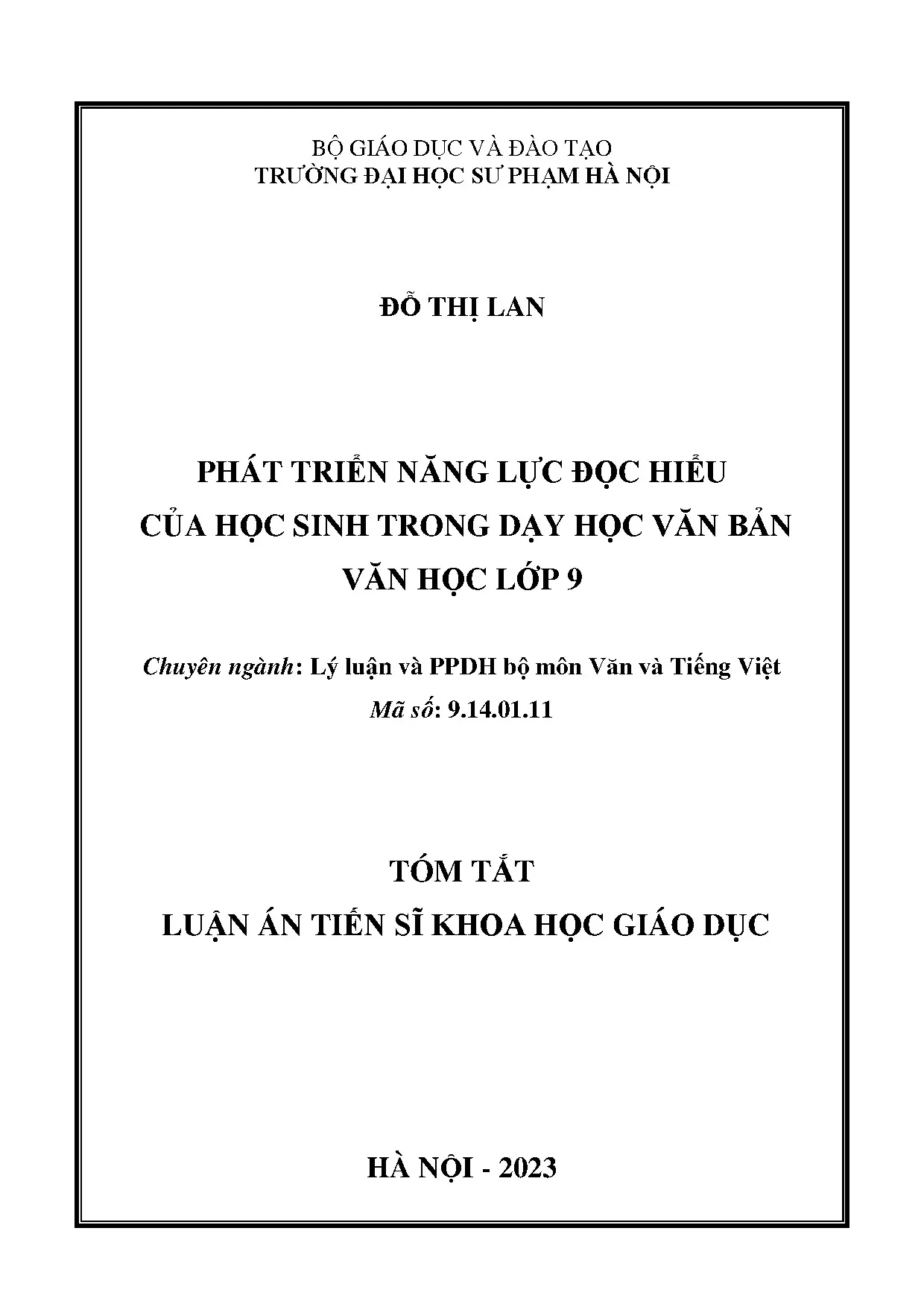Bản tóm tắt bằng tiếng việt phát triển năng lực đọc hiểu của