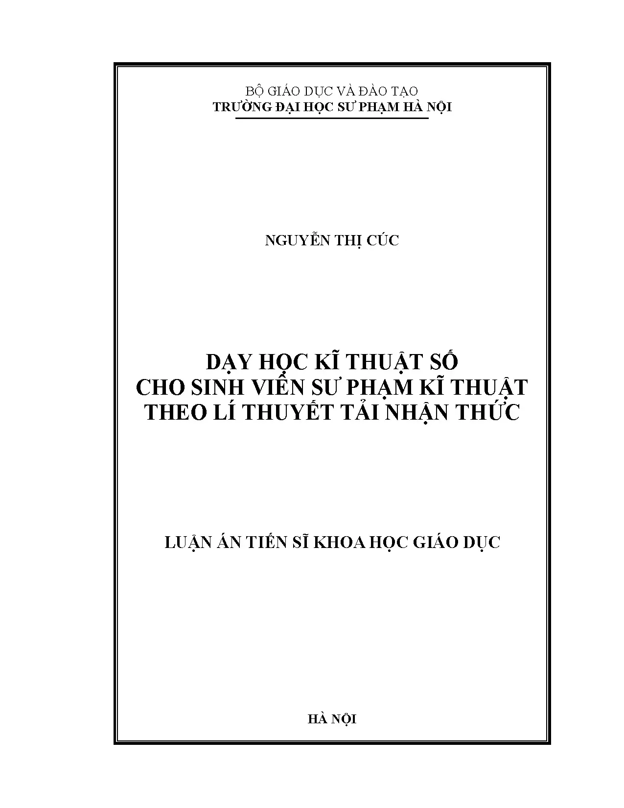 Luận án tiến sĩ dạy học kĩ thuật số cho sinh viên sư phạm