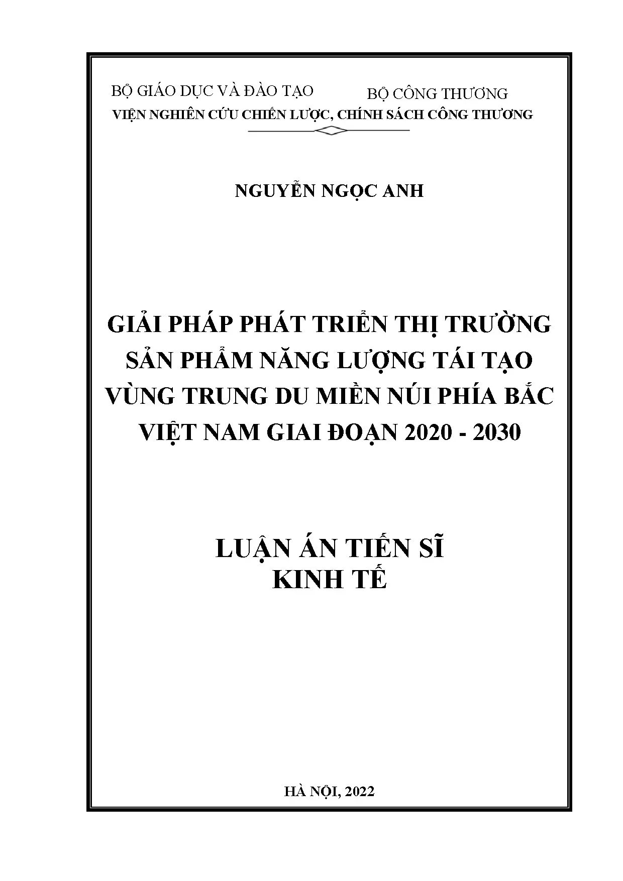 Giải pháp phát triển thị trường năng lượng tái tạo miền núi phía Bắc 2020-2030