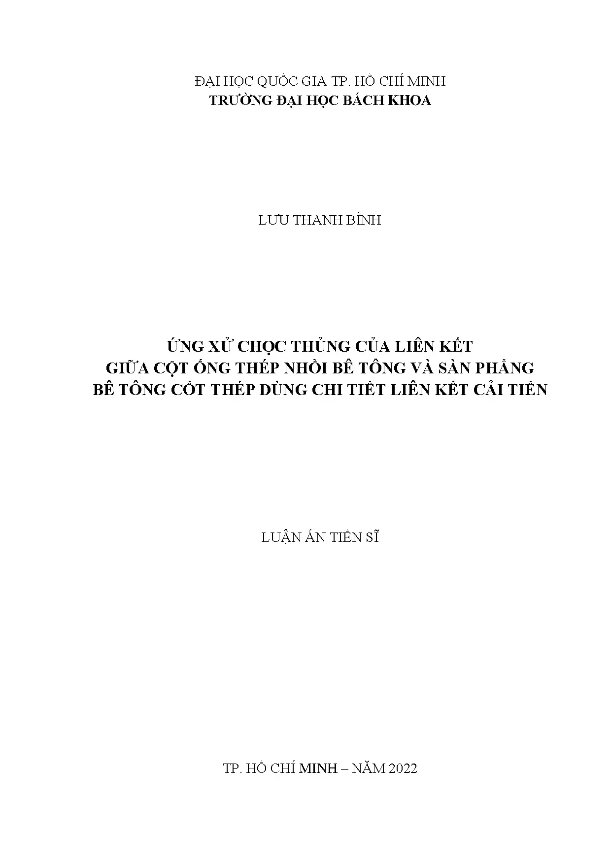 Ứng xử chọc thủng của liên kết giữa cột ống thép nhồi bê tôn